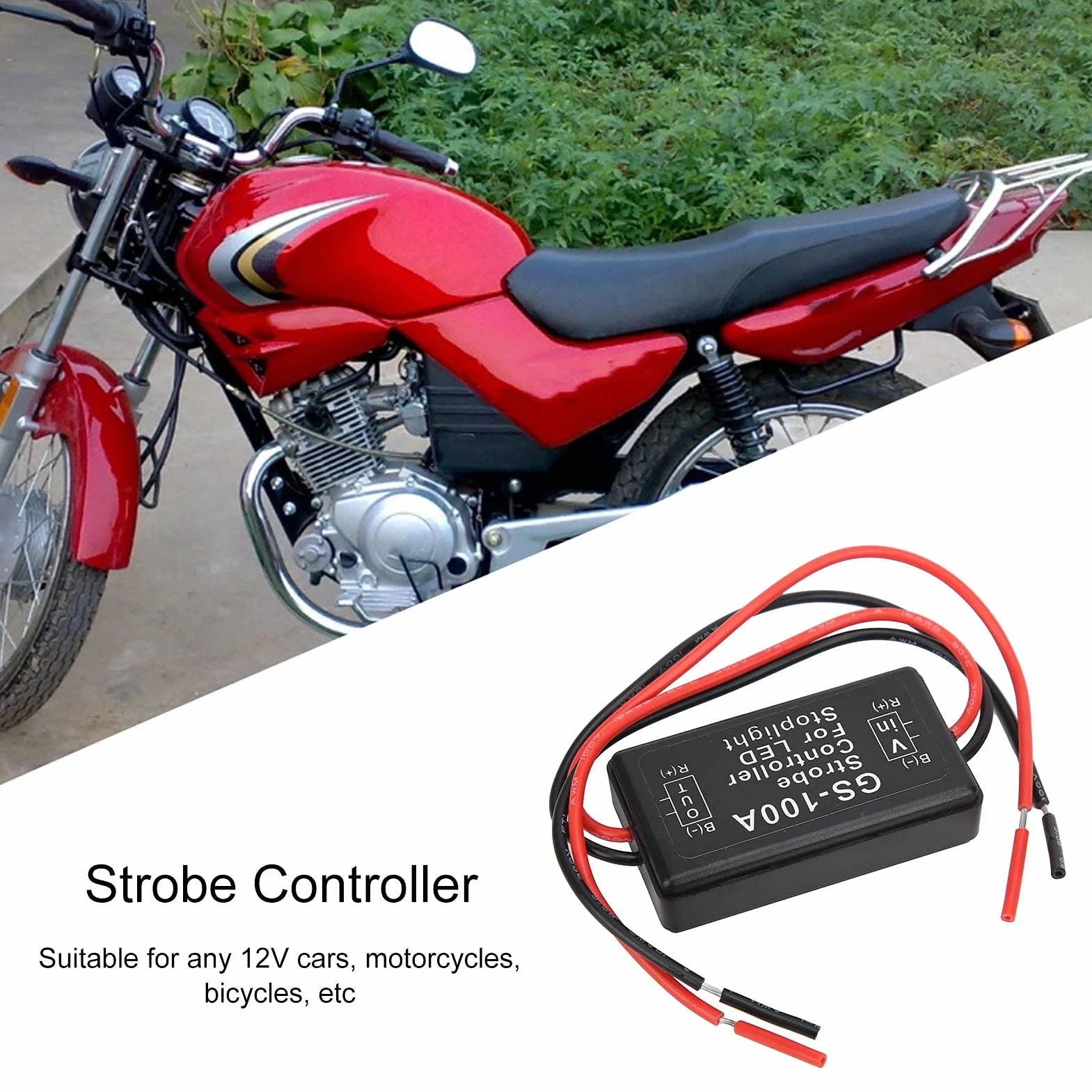 Sterownik Stroboskopu Światła Hamowania Plastikowy Moduł Sterowania Lampą Błyskową LED GS-100A 12-24VDC