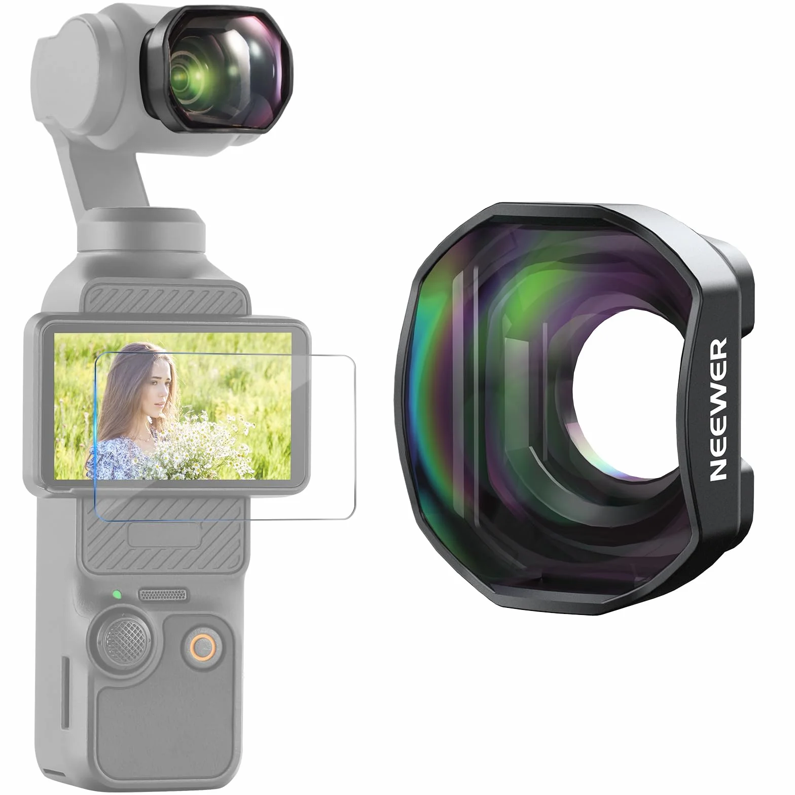 NEEWER 2x telekonwerter kompatybilny tylko z DJI Osmo Pocket 3, 4 elementy i 3 grupy wielowarstwowe szkło optyczne HD soczewki magnetyczne, akcesoria do kamery akcji i stabilizatora, LS-84