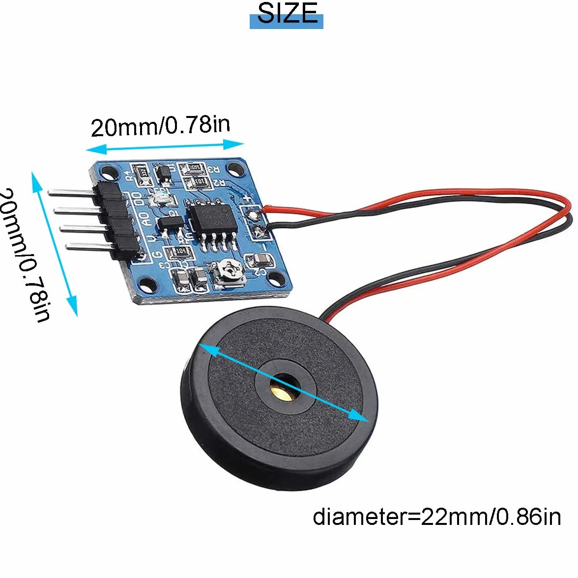 4 sztuki 5 V piezoelektryczny czujnik wibracji moduł przełączania TTL, dwa opcjonalne wyjścia AD/DO regulowany moduł przełącznika wibracyjnego z kablem DuPont do Arduino DIY