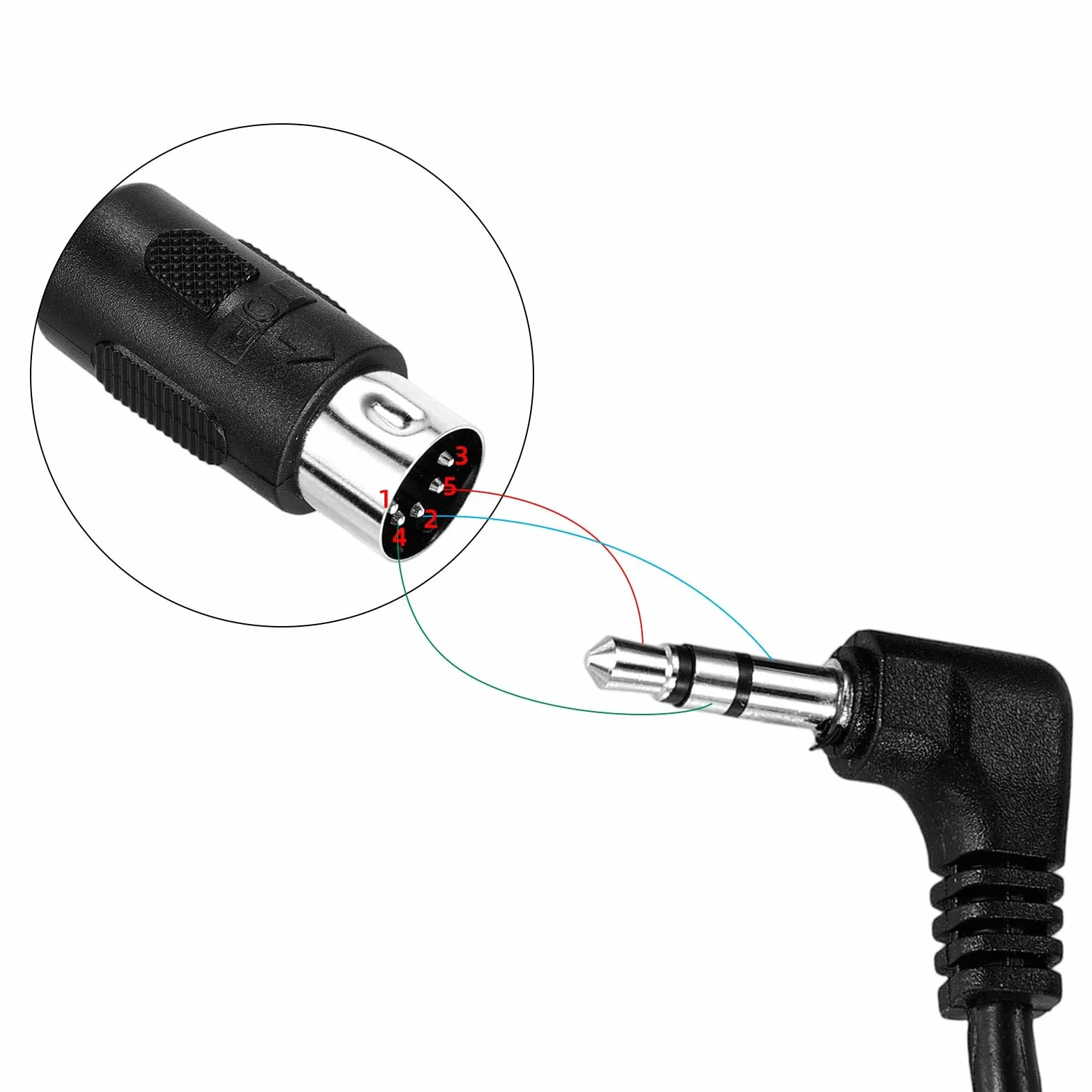 2szt Kabla MIDI Typu A z Wtykiem TRS 3,5mm i 5-Pinowym Męskim DIN, 1,5m Długości Kabel TRS Wielokierunkowy z 5-Pinowym Wtykiem MIDI do Klawiatur Syntezatorów i Systemów DAW (Czarny)