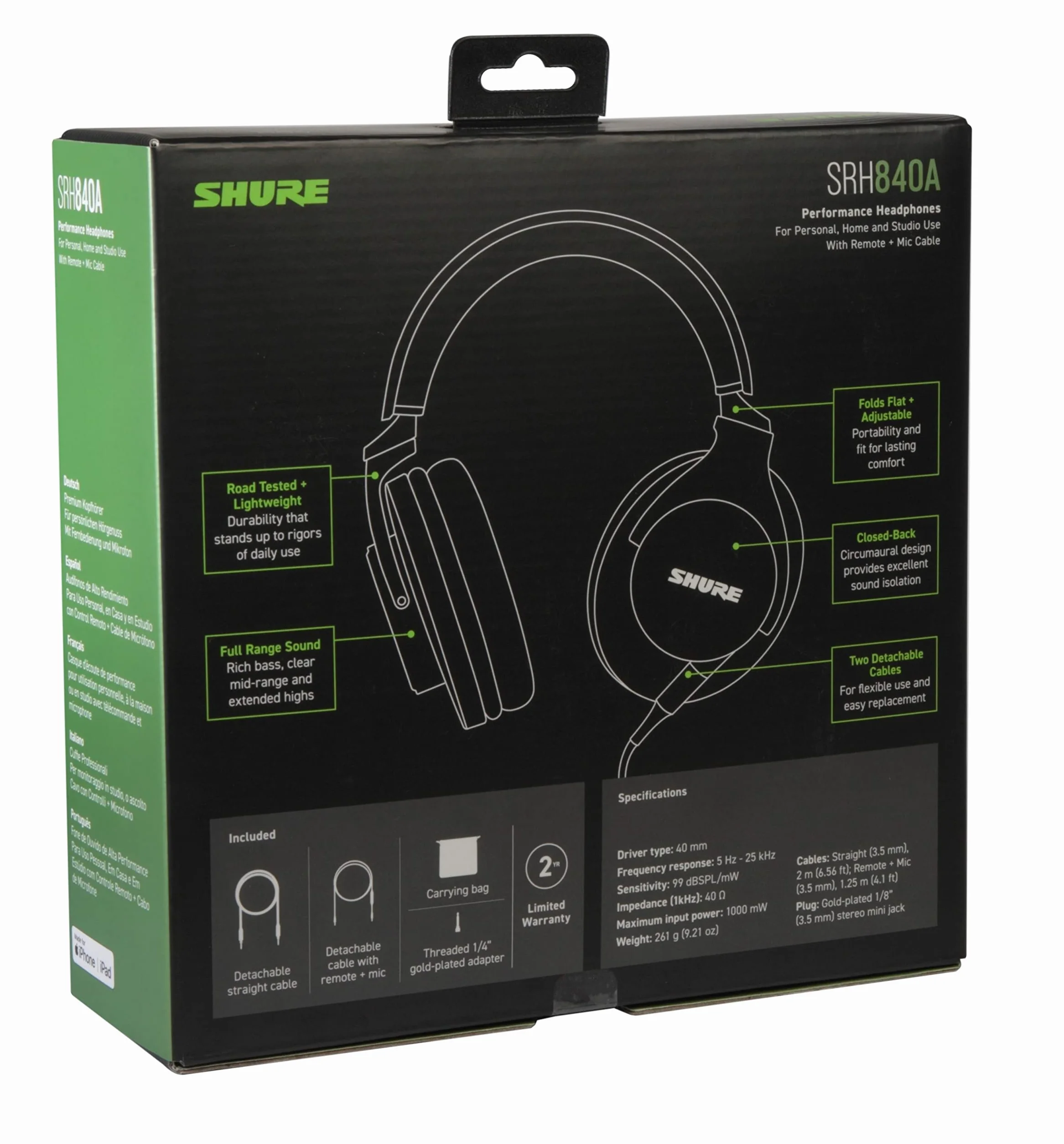 Shure SRH840A Profesjonalne słuchawki nauszne przewodowe do monitorowania 2022