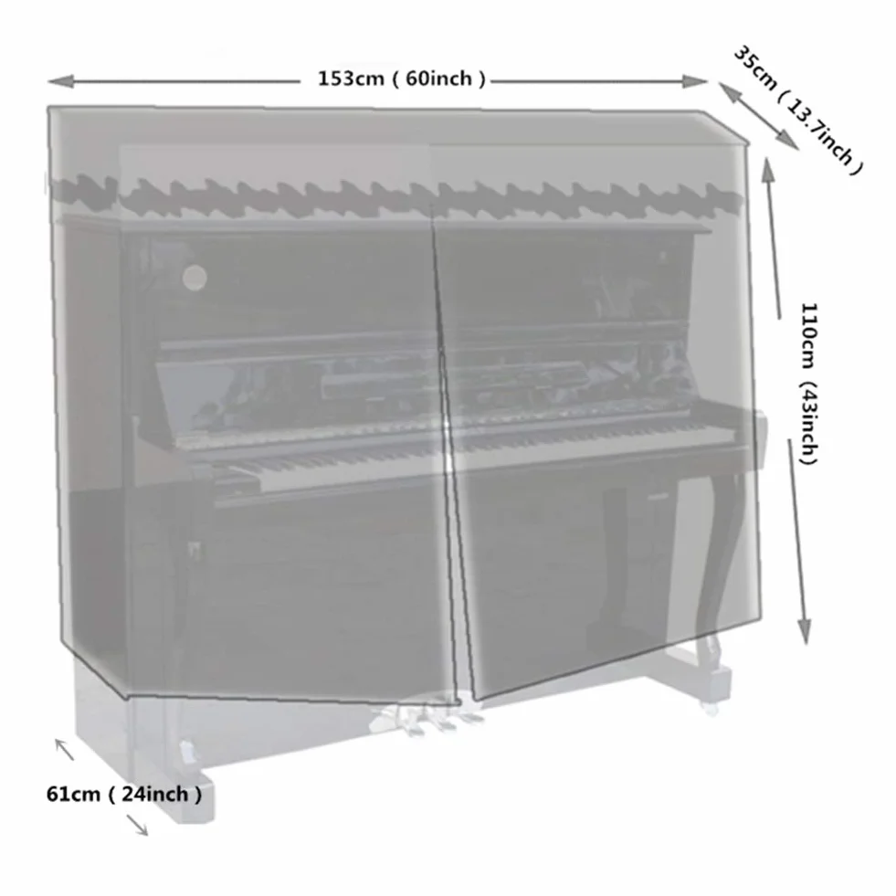 Pokrowiec na Pianino Pokrowiec na Pianino Poliester Pełny Pokrowiec na Pianino Osłona Przeciwpyłowa Wodoodporna Tkanina Ochrona urządzeń Elektrycznych 153X35X110Cm