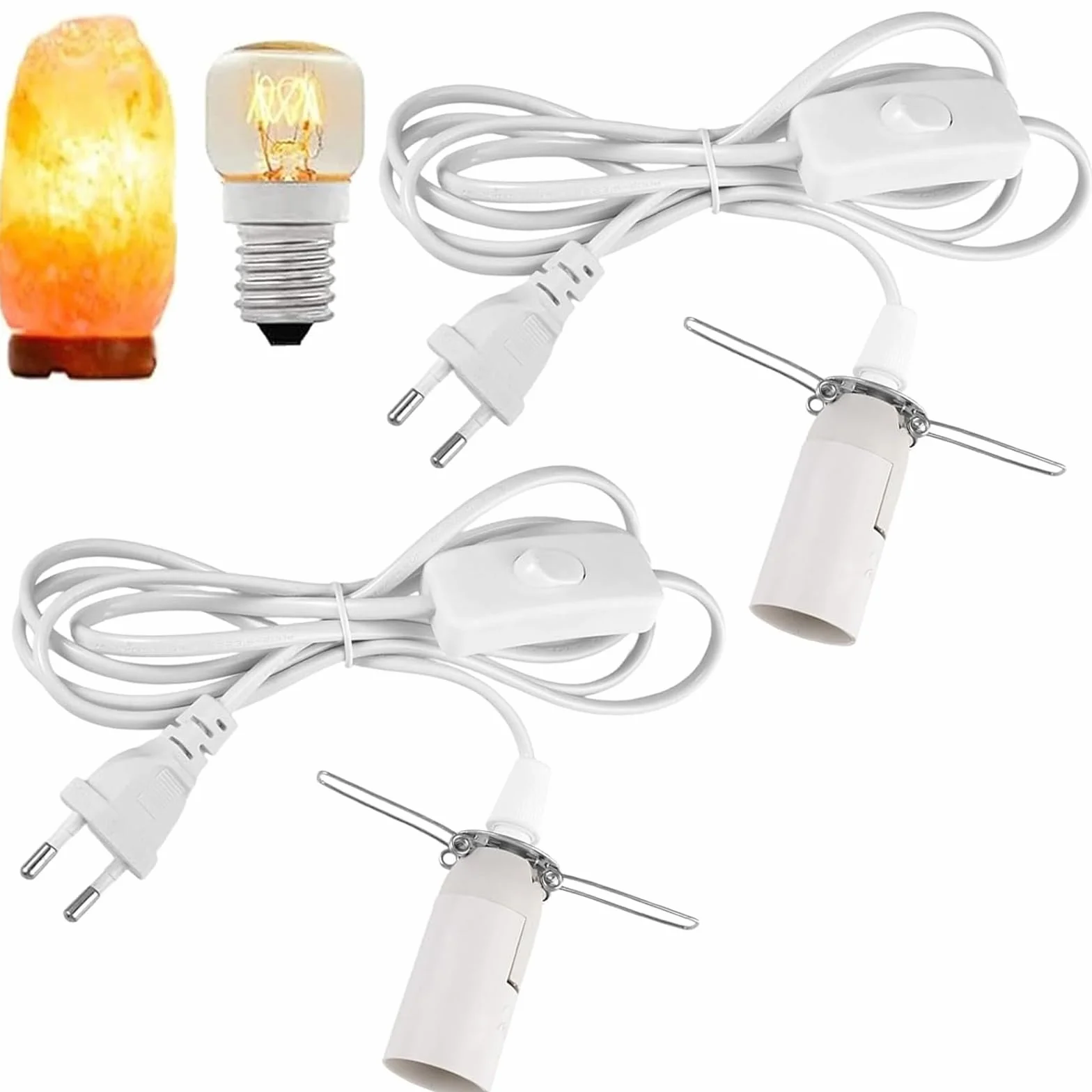 2 sztuki oprawki do lampy z kablem ze starym wiekiem, do lampy solnej L oprawka lampy E14, z kablem do lampy 1,8 m i przełącznikiem, oprawka e14 z przełącznikiem, wtyczka EU, do zawieszenia lampy