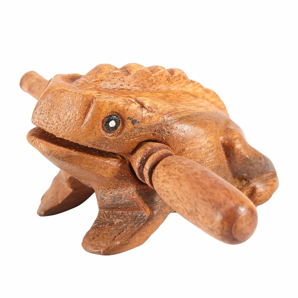 Tajlandia Tradycyjne Rzemiosło Drewniana Szczęśliwa żaba Rechocząca Instrument Muzyczny Wystrój Domowego Biura(Nr 5 15,6 cm)