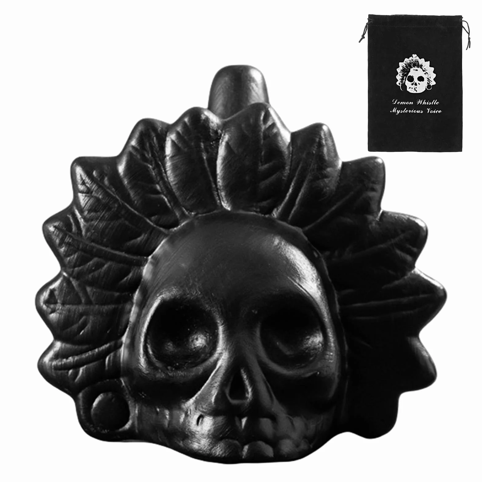 Aztecka gwizdek śmierci przy 125 decybelach, krzyczący demon, krzyk aztecki z autentycznymi ludzkimi dźwiękami, gwizdek Aztec Death Whistle z woreczkiem ze sznurem, czaszka