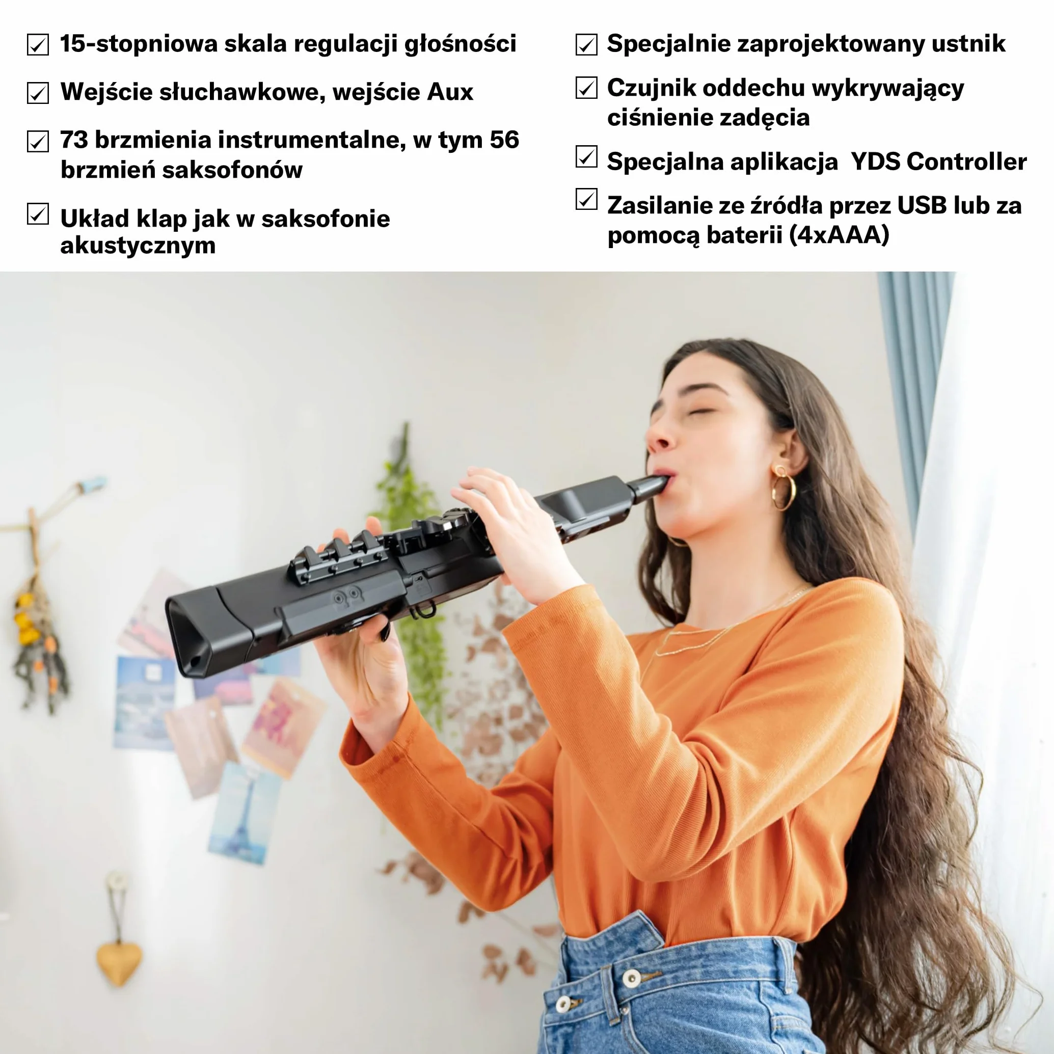 Yamaha YDS-120 Cyfrowy Saksofon - Z 56 Głosami, Czujnikiem Oddechu, Regulacją Głośności, Łącznością USB I Gniazdem Słuchawkowym - Idealny Do Cichego Ćwiczenia, Występów I Dostosowywania