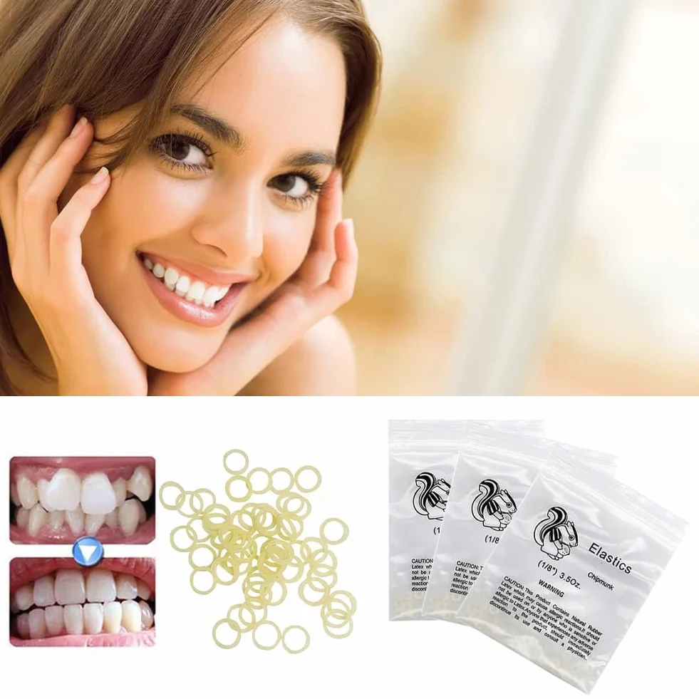 Ortodontyczne elastyczne gumki, uniwersalne opaski gumowe, zestaw 300 szt. elastyczne gumki, ortodontyczne elastyczne gumki, ortodontyczne elastyczne paski gumowe 1/4