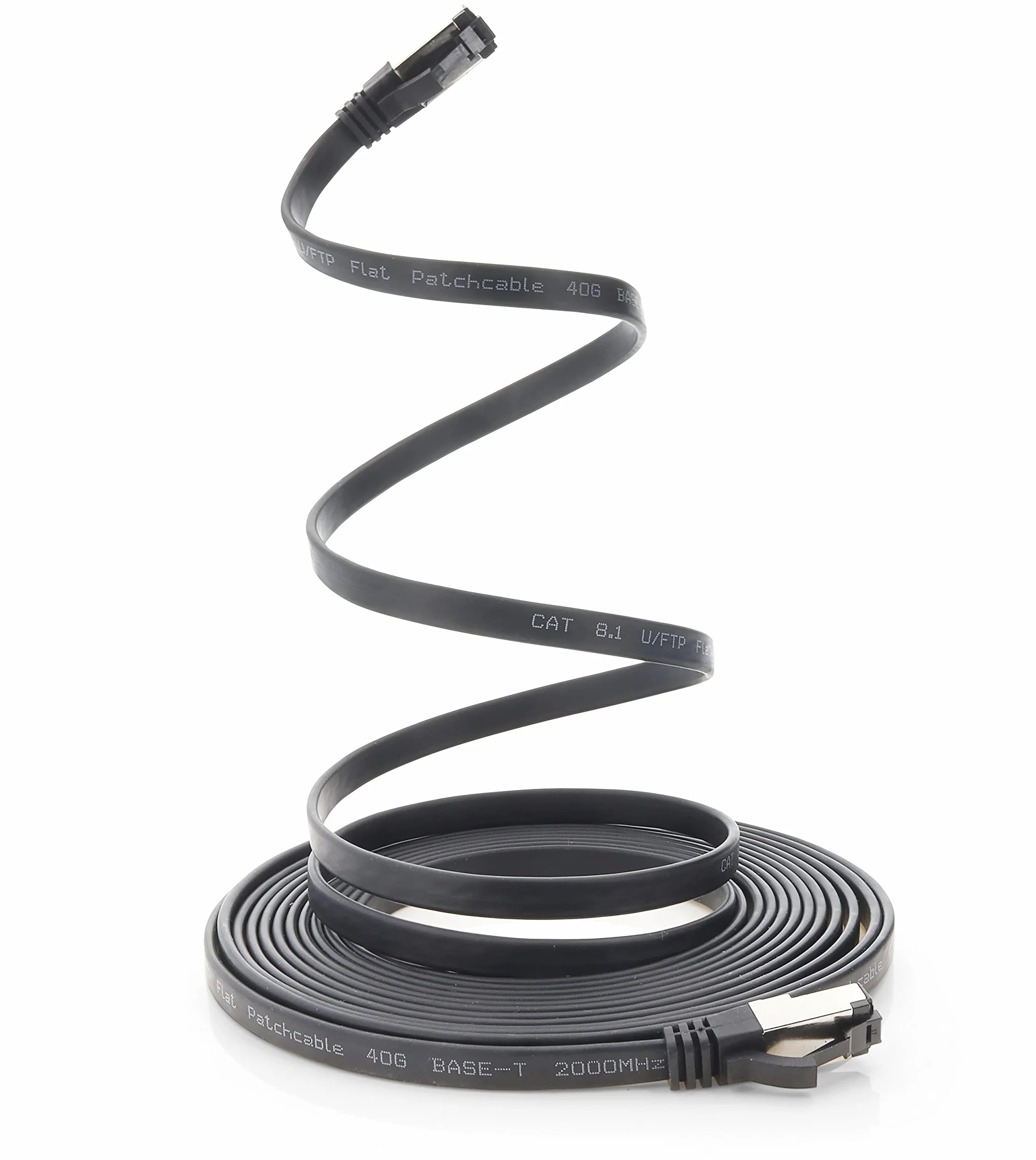 Kabel krosowy 5 m Cat 8 płaski czarny 40 Gigabit kabel sieciowy Ethernet LAN kabel 40 Gbits 2000 MHz kabel krosowy Cat8 kabel LSZH TPE PIMF Rj45 wtyczka 1 sztuka - 5 m