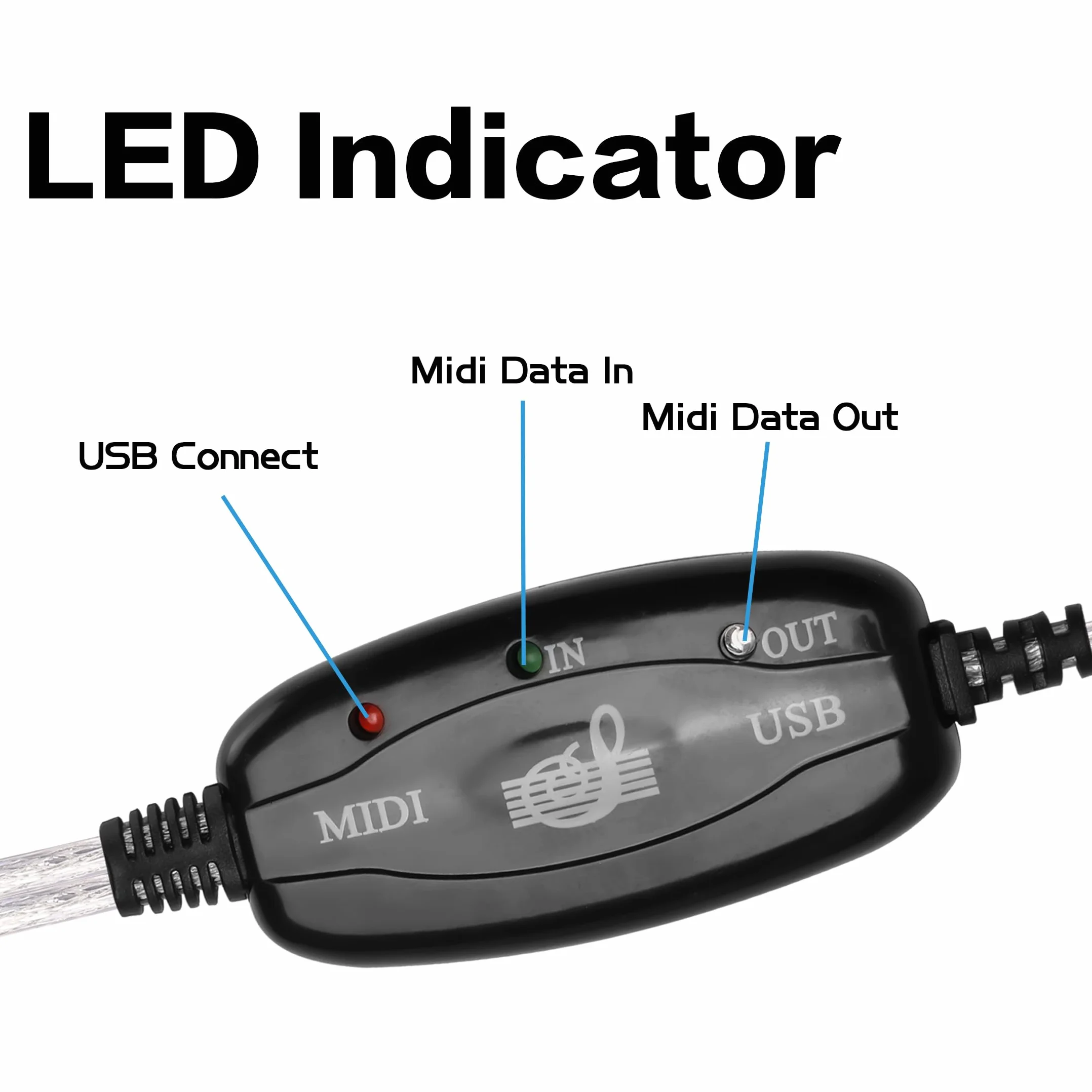 YAODHAOD Konwerter kabla USB na MIDI 2 w 1 PC do syntezatora, Music Studio Keyboard Interface wtyczka przewodowa, 5-pinowa MIDI na USB do muzyki, klawiatury, fortepianu do komputera, laptopa, obsługa