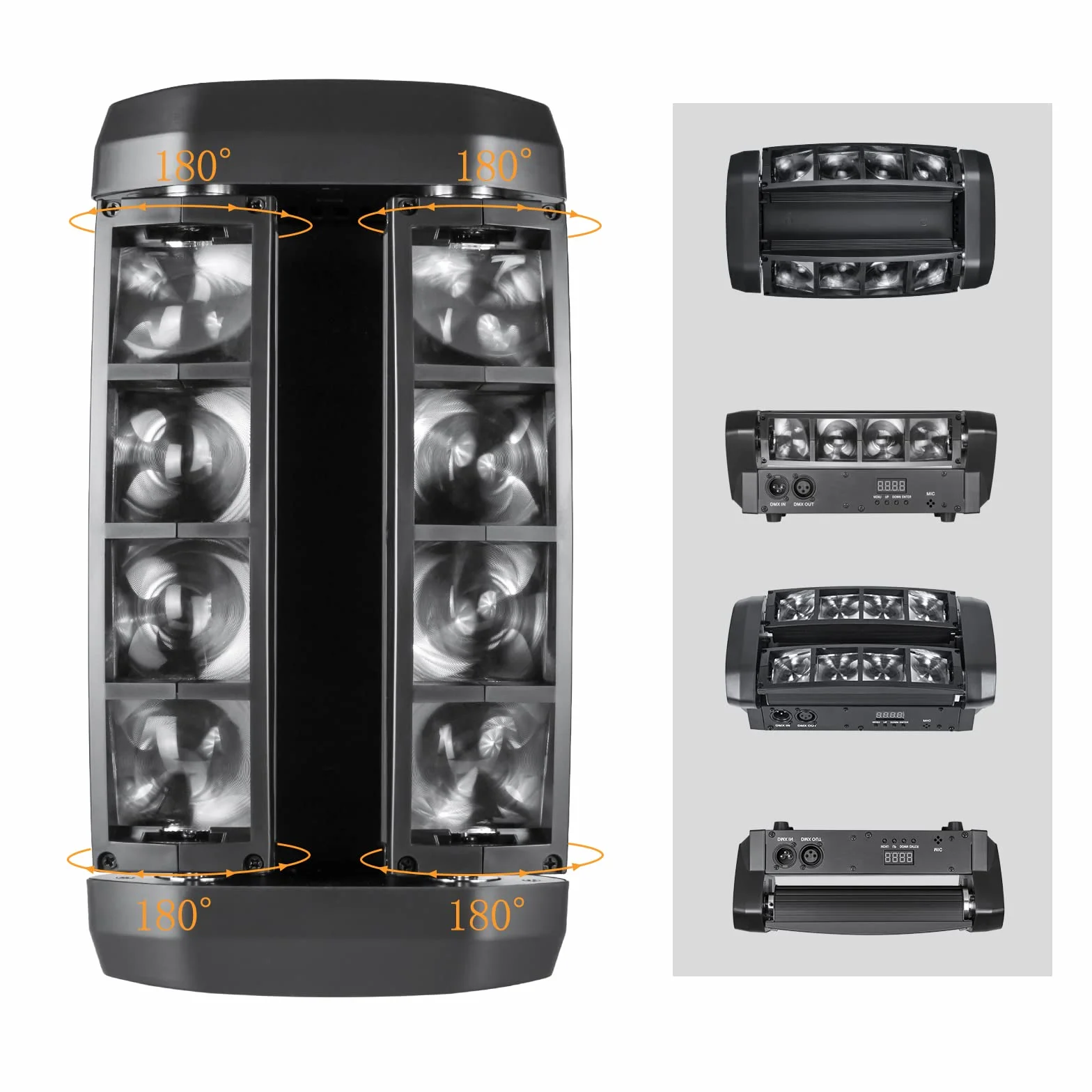 ZKYMZL Lampa LED Spider Moving Head Light LED Beam DJ Lights RGBW Sound Activated and DMX512 Control for Party Pub Disco Show Wedding Event Stage Lighting.