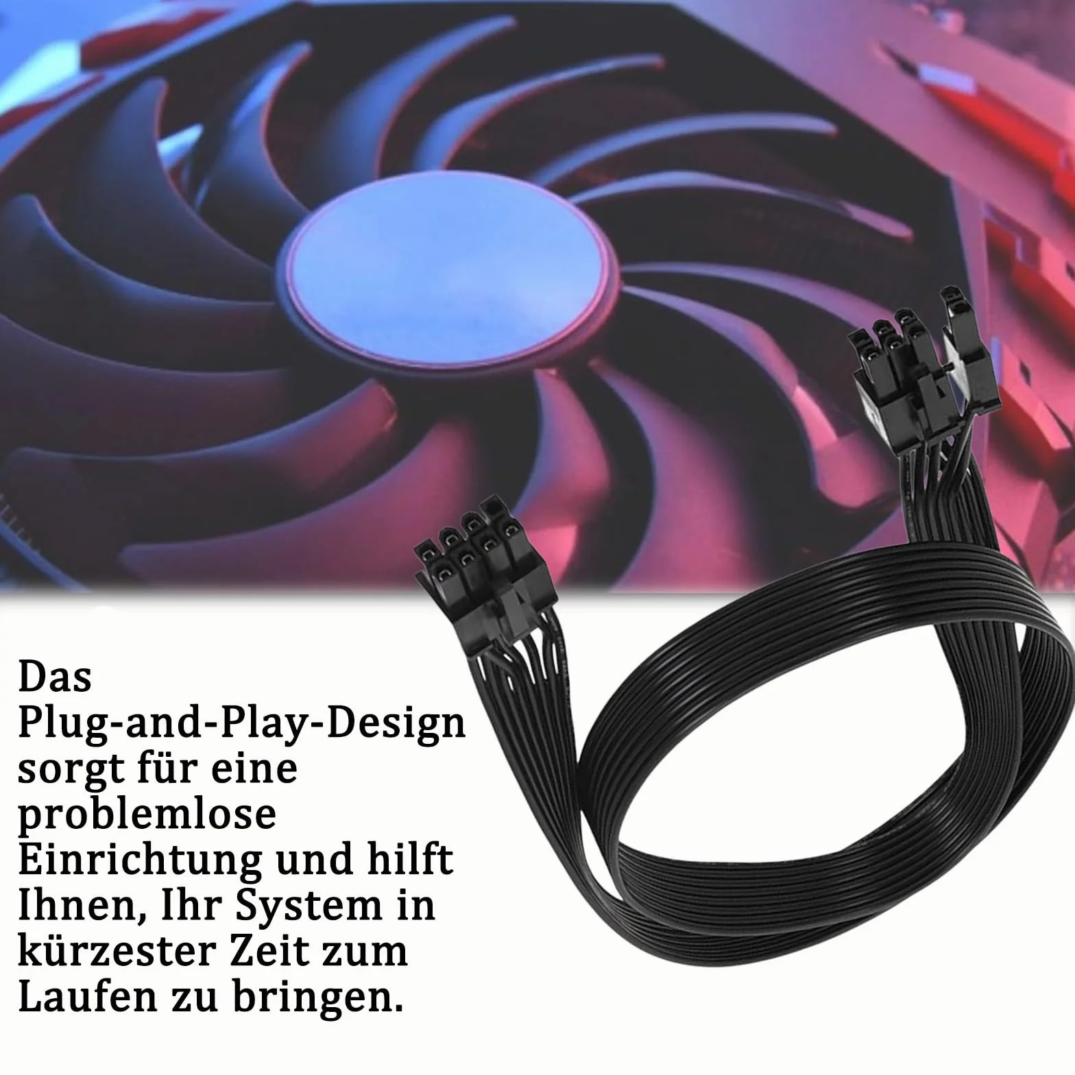 GERUI 8-biegunowy kabel zasilający GPU 8-biegunowy wtyk ATX na 6+2- kabel PCIe, długość całkowita 60 cm, kompatybilny z zasilaczami Corsair typu 3 i typu 4, nie nadaje się do zasilaczy EVGA (czarny)