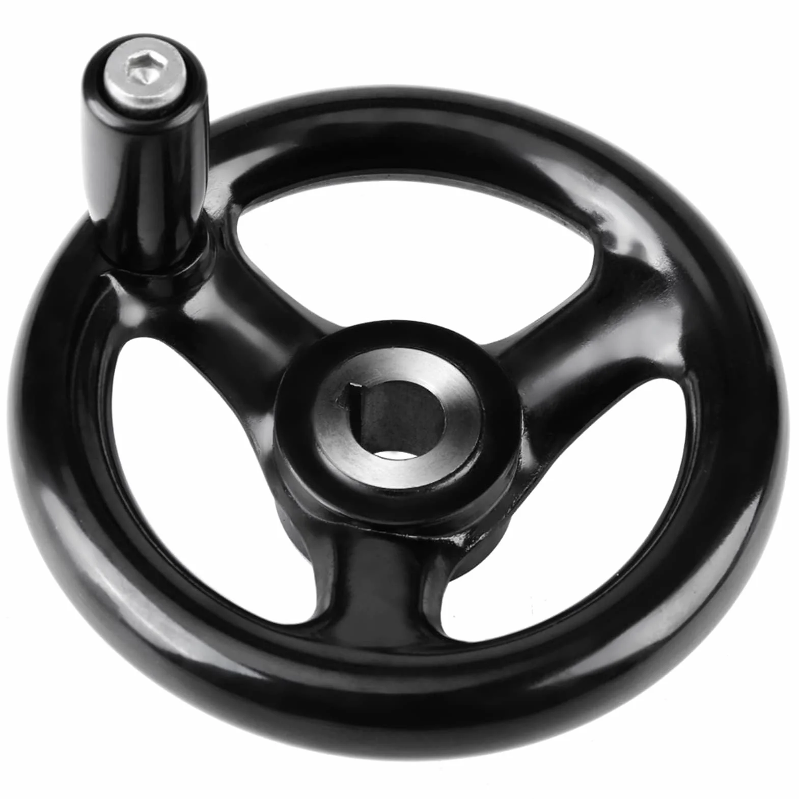 Pokrętło czarne okrągłe 3-szprychowe koło ręczne 3 pokrętło ręczne Plastikowe koło ręczne z uchwytem obrotowym 12 * 100mm do tokarki przemysłowej
