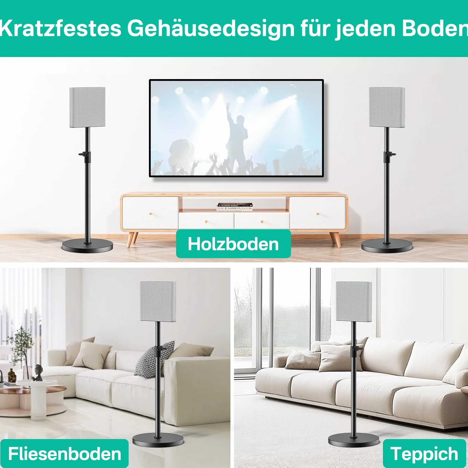 Para stojaków do głośników dla Sony Bravia Theatre Quad HT-A9M2 – Regulowane w wysokości stojaki na głośniki surround dla Sony HT-A9M2 z zarządzaniem kablami (tylko stojaki)