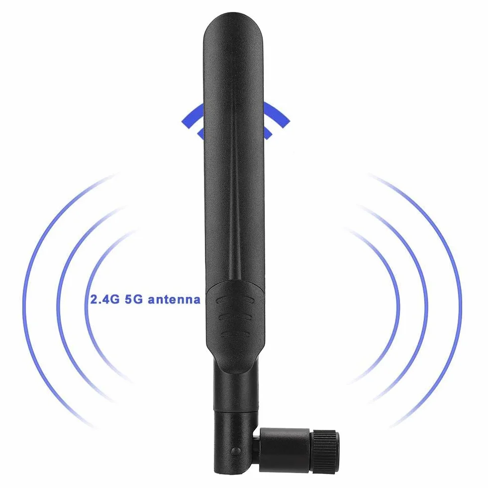 ASHATA Dwuzakresowa antena WiFi, 2,4 GHz 5 GHz 5,8 GHz, 8dBi, RP-SMA żeńska, do bezprzewodowego routera Wi-Fi LAN, kompatybilna z D-LINK, Tenda itp
