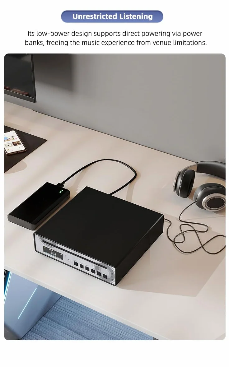 SMSL PL100 PRO wielofunkcyjny odtwarzacz CD, 2 x wysokiej klasy chipy DAC CS43131, obsługuje bezstratne odtwarzanie MQA z pilotem zdalnego sterowania (czarny)