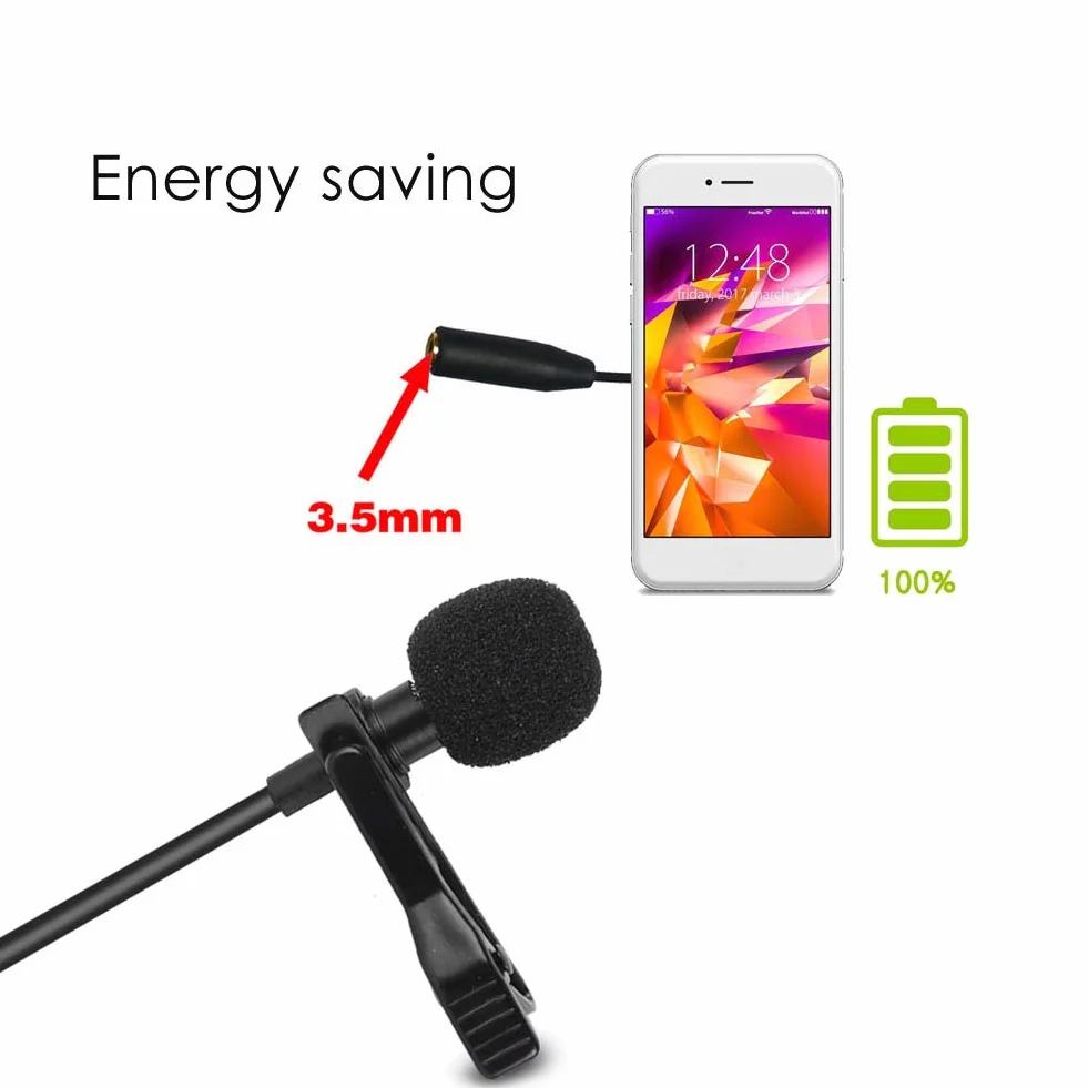 Bez użycia rąk Clip-on Mic Lapel Mic 3,5 mm Wielokierunkowy kondensator Lavalier Mic do aparatu DSLR Android Sangsung PC Laoptop Recorder