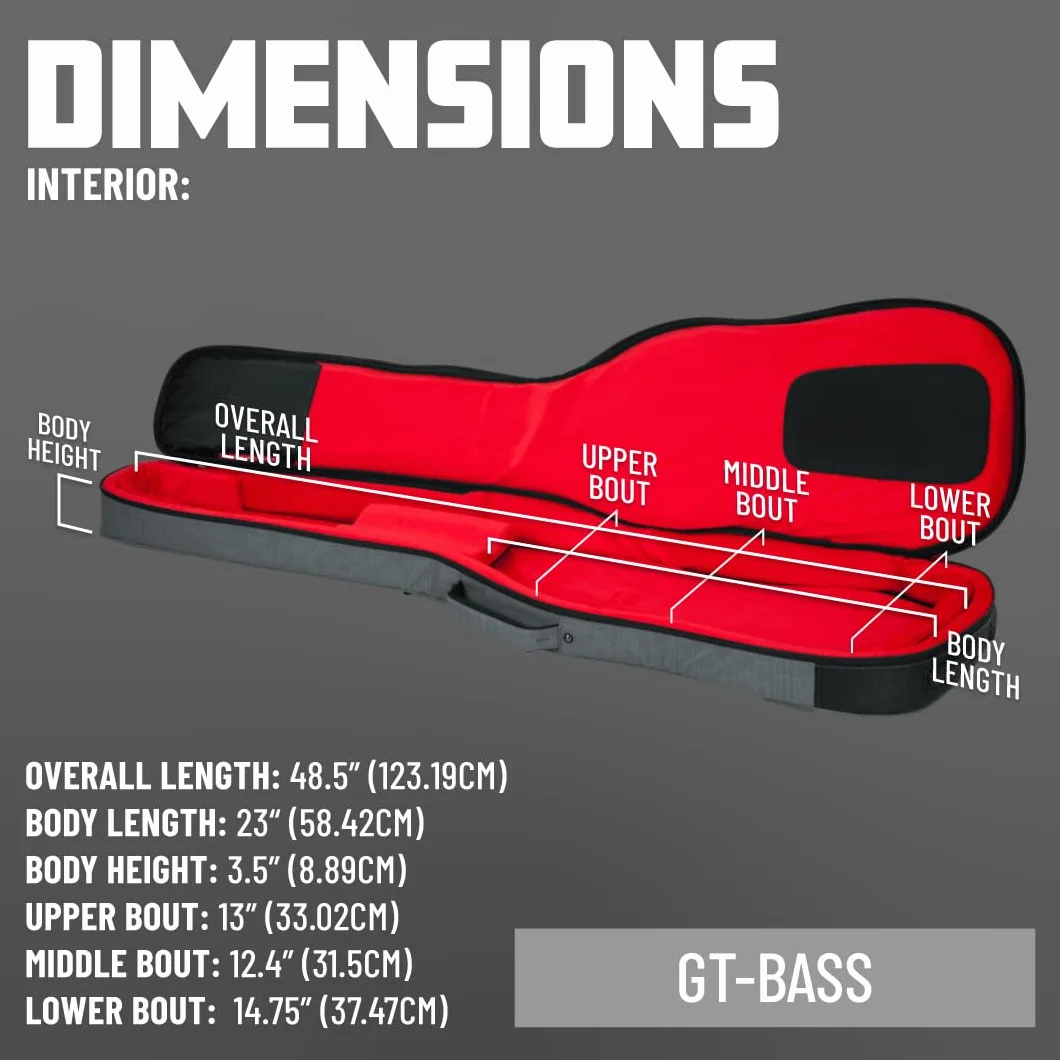 Gator Cases Transit - seria Gigbag Transit do gitar basowych z jasnobrązową stroną zewnętrzną (GT-BAS-TAN)