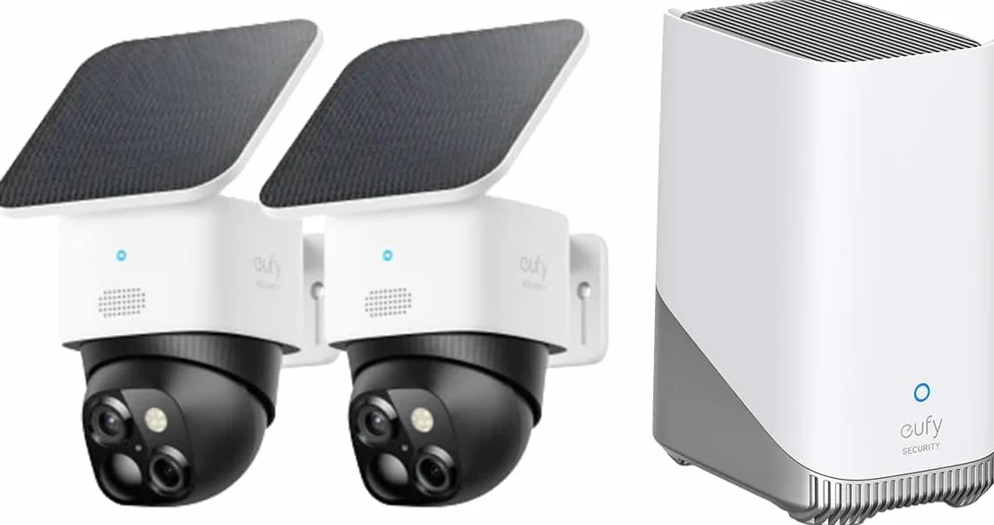 eufy Security SoloCam S340 Podwójne kamery Solarna kamera bezpieczeństwa Zewnętrzna bezprzewodowa, domowa kamera bezpieczeństwa 3K, nadzór 360°
