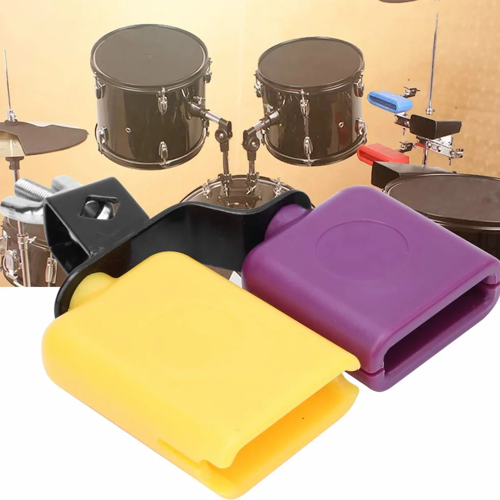 Cowbell, ABS Square Wooden Fish Cowbell Instrument perkusyjny dla bydła o wysokim i niskim tonie, żółty i fioletowy