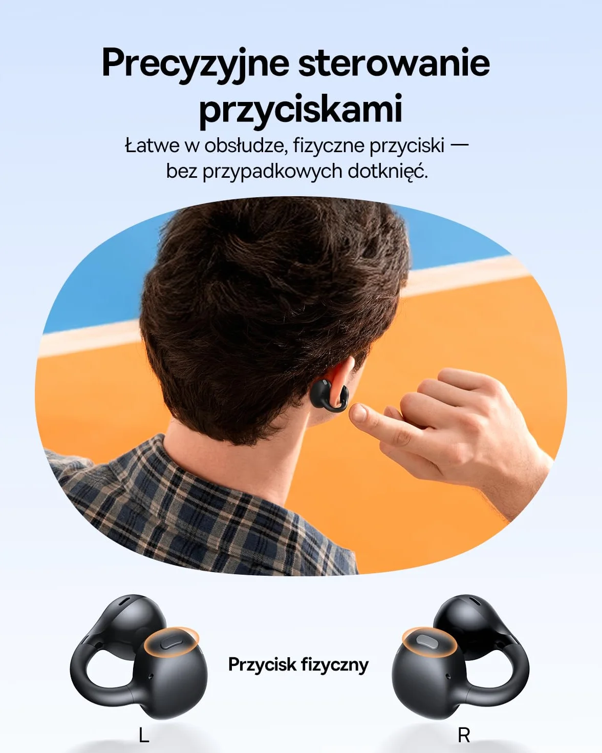 Baseus BC1 Open Ear słuchawki, klips na uszy z imponującym dźwiękiem, adaptacyjne wzmocnienie basów, Bluetooth 6.0, redukcja szumów podczas rozmów, IP55, akumulator 38H, lekkie Buds - Interstellar