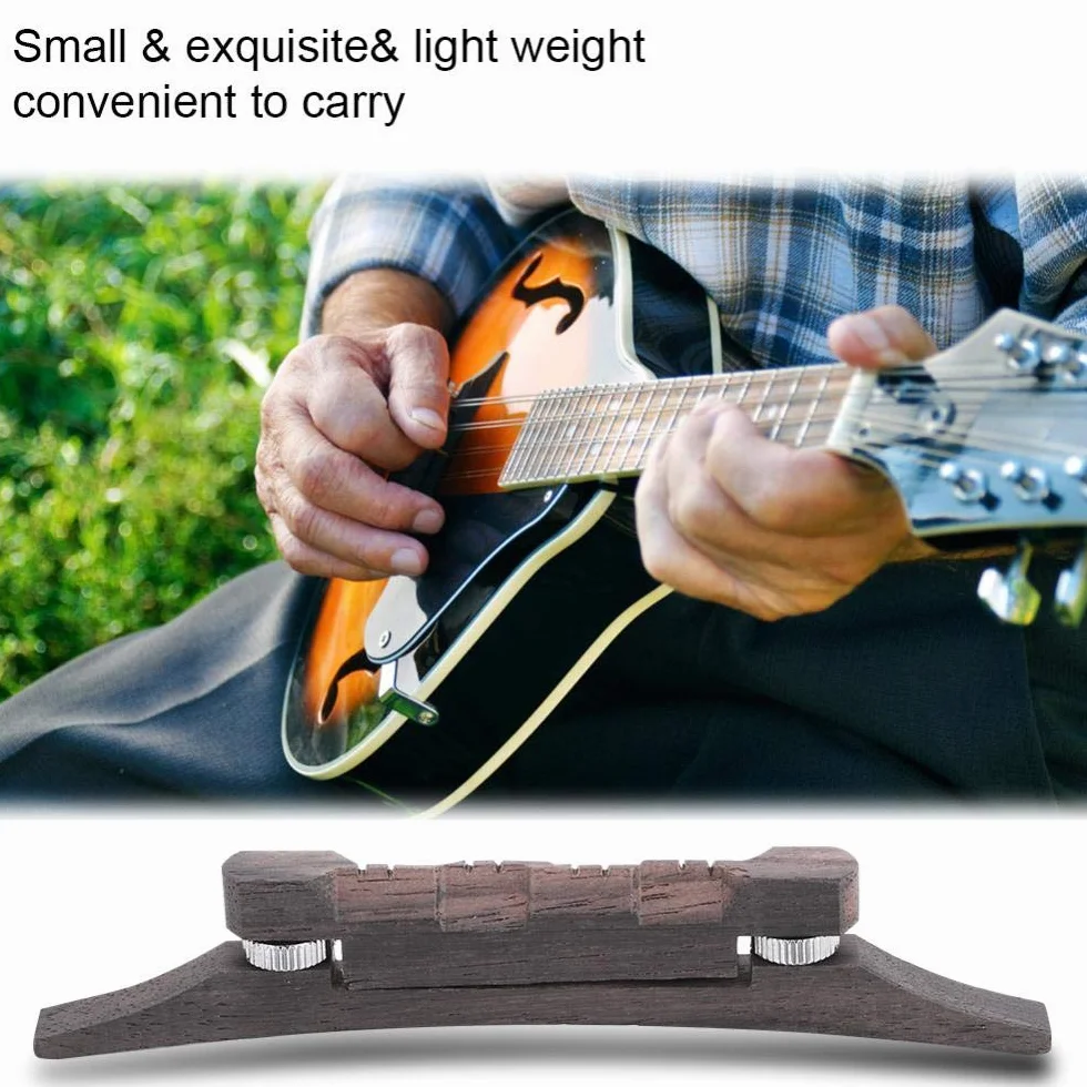 Alomejor Rosewood Mandolina String Bridge Profesjonalny most mandolinowy regulowany kompensowany mostek wysokości do części mandoliny