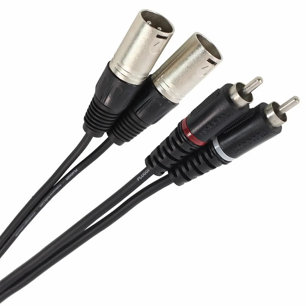 Plugger Pasek kablowy 3B/XLR męski na RCA męski 3 m czarny