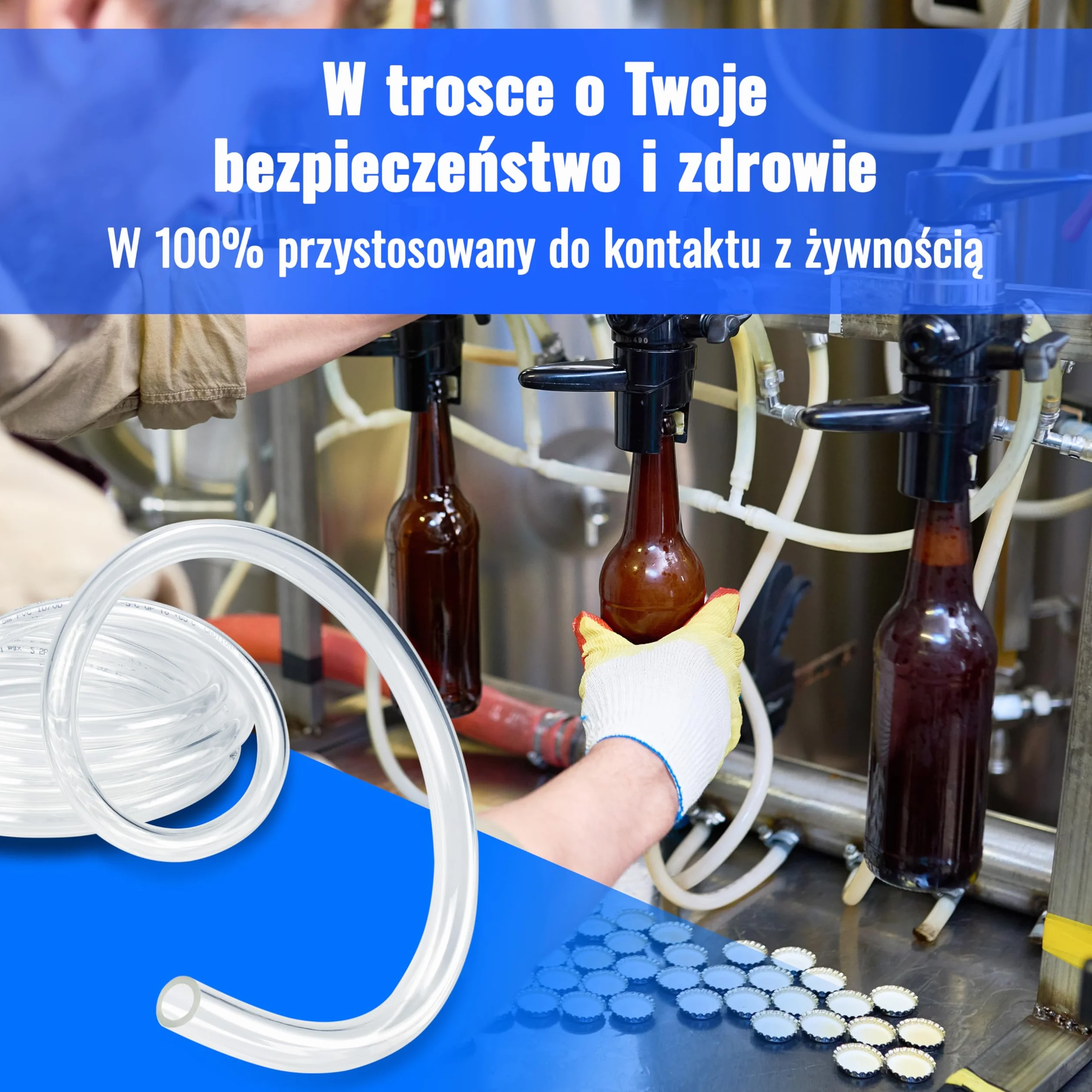 Poppstar szlauch PVC 5 m przezroczysty (5/8mm, -5 do 65 °C, maks. 2 bary) do żywności i wody