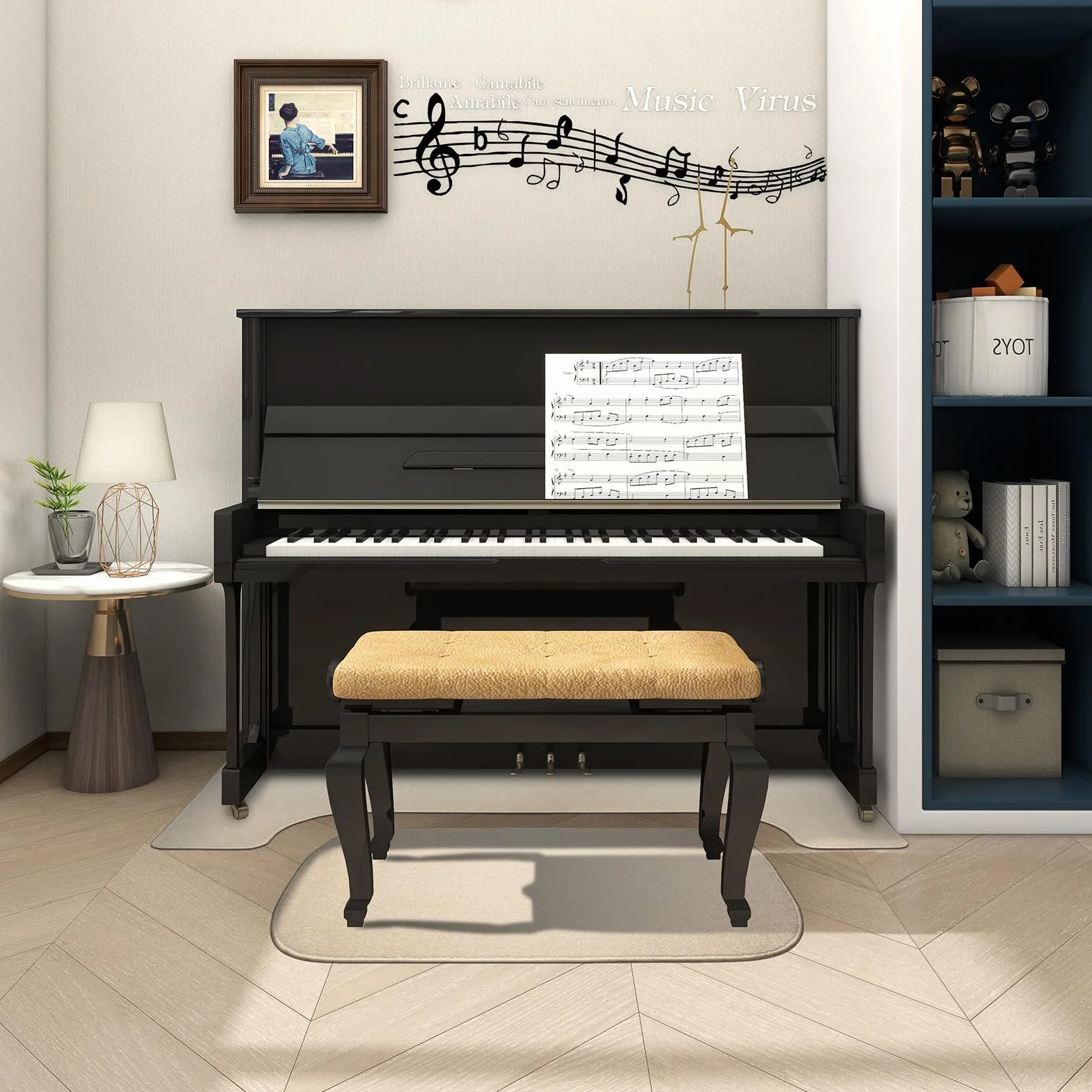 Soundproof Rug For Piano, Non-Slip, Studio Room Acoustic Pad, Upgraded Dampening Carpet, Soundproof Floor Mat For Upright Pianos, Apartments, Includes Stool Pads