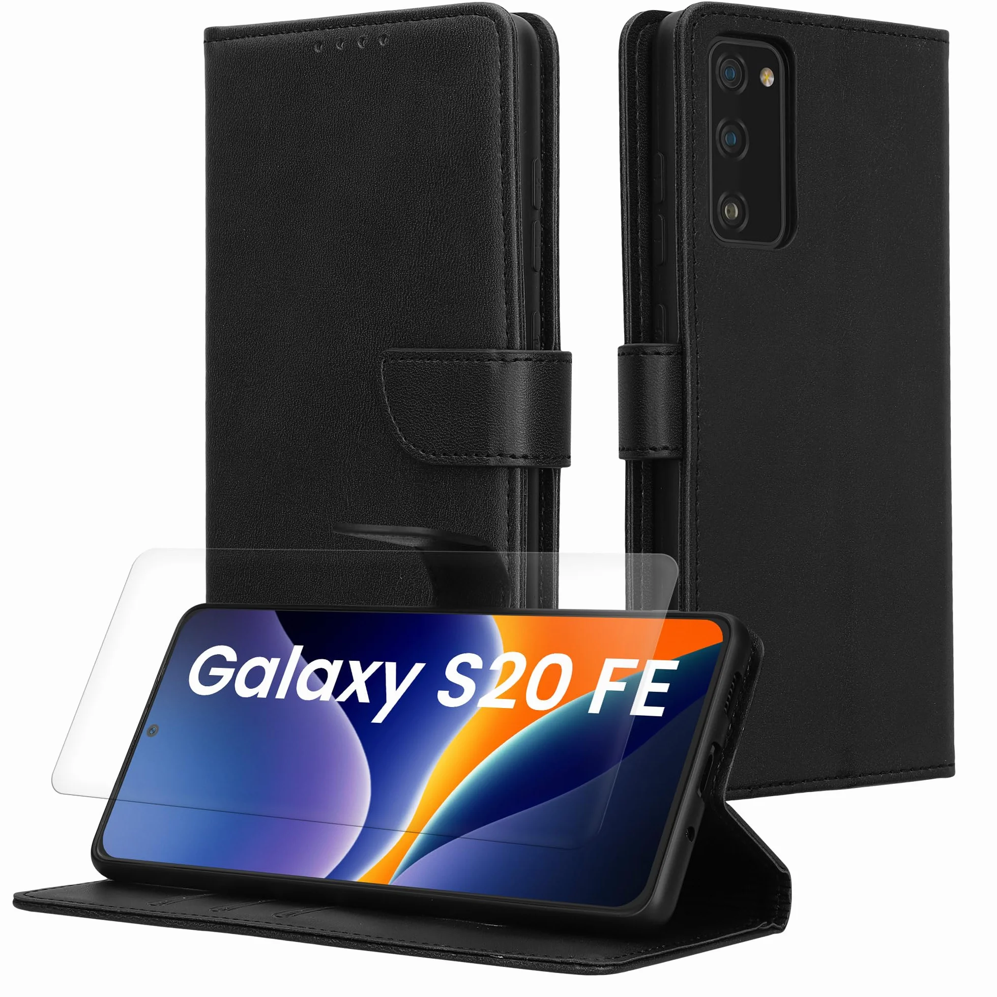kwmobile Etui ze sztucznej skóry PU kompatybilne z Samsung Galaxy S20 FE – etui portfelowe z ochroną ekranu i RFID, czarne