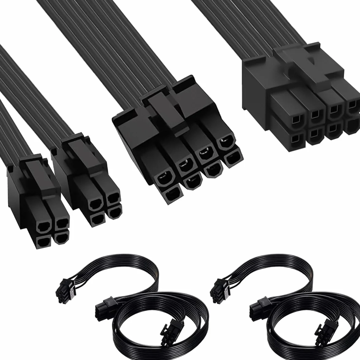 Kabel procesora do Corsair, kabel zasilający CPU EPS 8-pinowy 8 i 4+4 piny męsko-męski, 60 cm/23,62 cala, do Thermaltake, ARESGAME Power (60 cm + 20 cm)