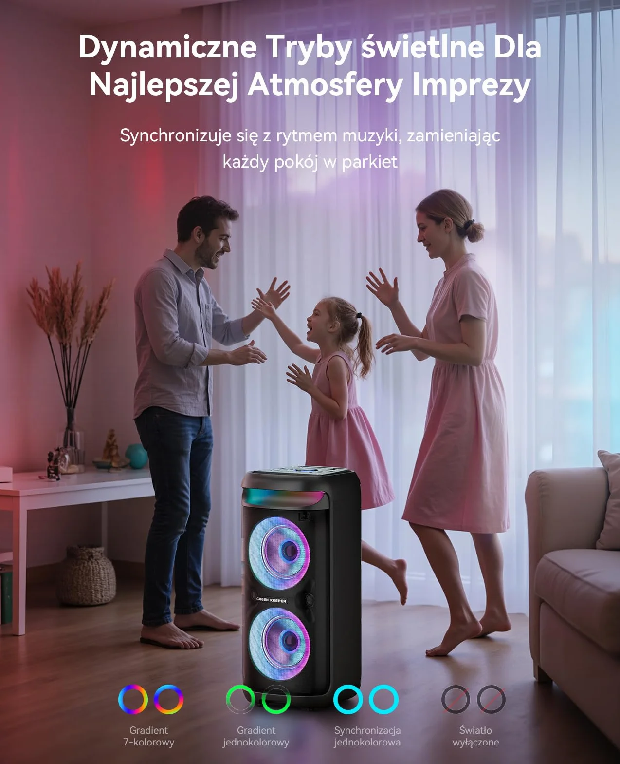 GKD60 Karaoke Box dla Dorosłych z 2 Mikrofonami Bezprzewodowymi, Przenośny Bluetooth Głośnik na Imprezę, System Audio 500W Mocy Szczytowej z LED, USB/TF/AUX, Idealny na Imprezę na Świeżym Powietrzu