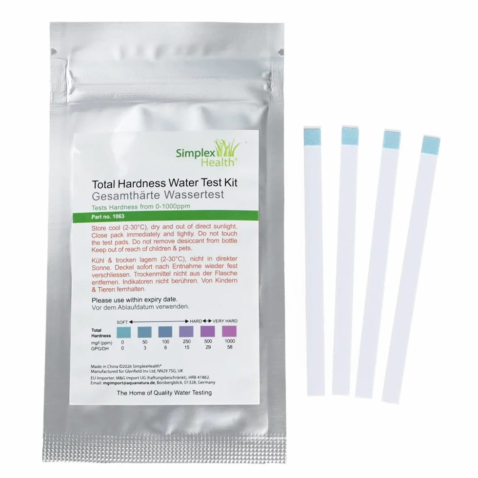 SimplexHealth Paski testowe do wody o całkowitej twardości (woreczek z 20 paskami)
