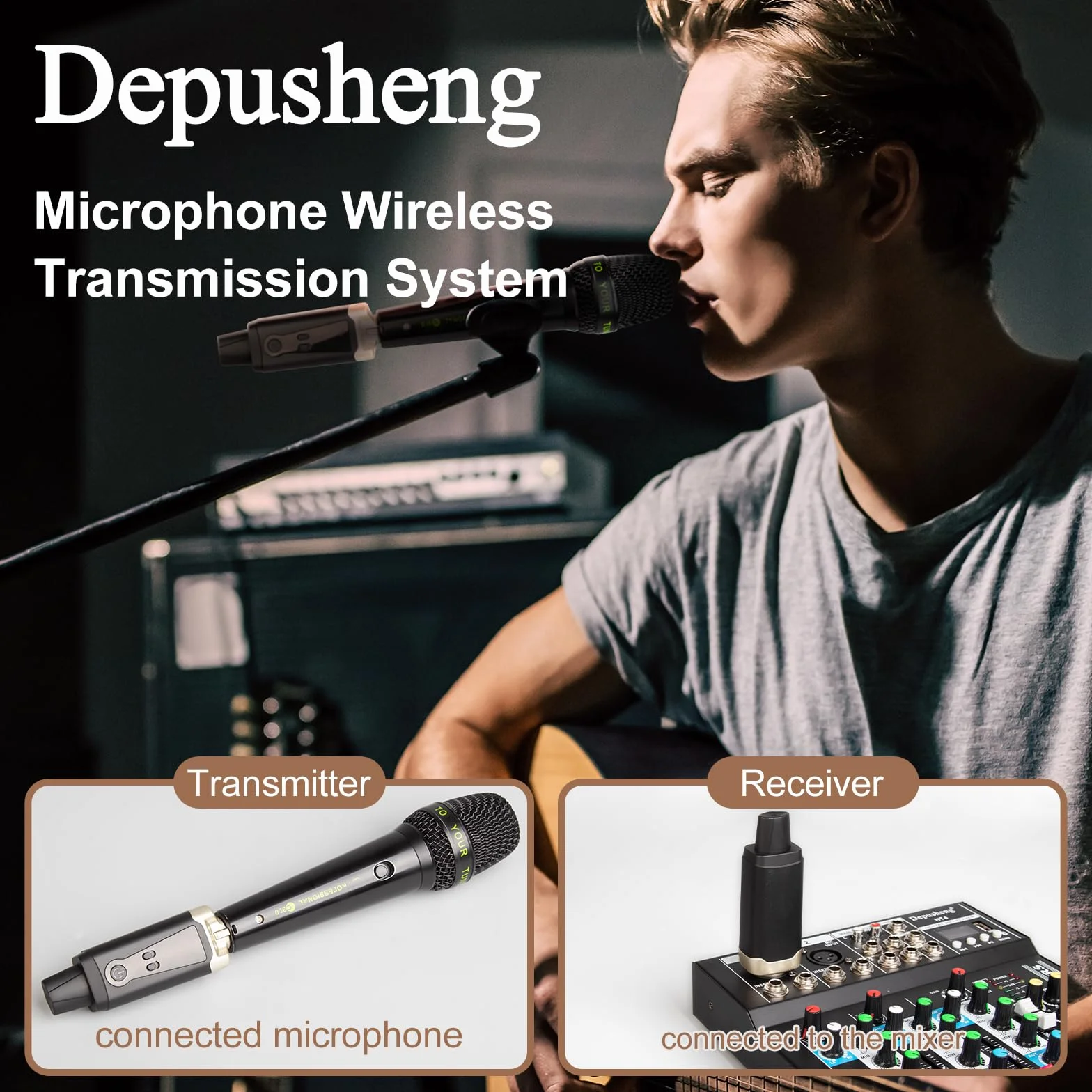 Depusheng T9 Mikrofon bezprzewodowy XLR Nadajnik i odbiornik bezprzewodowy XLR do mikrofonów dynamicznych i pojemnościowych, miksera, głośników, interfejsu audio
