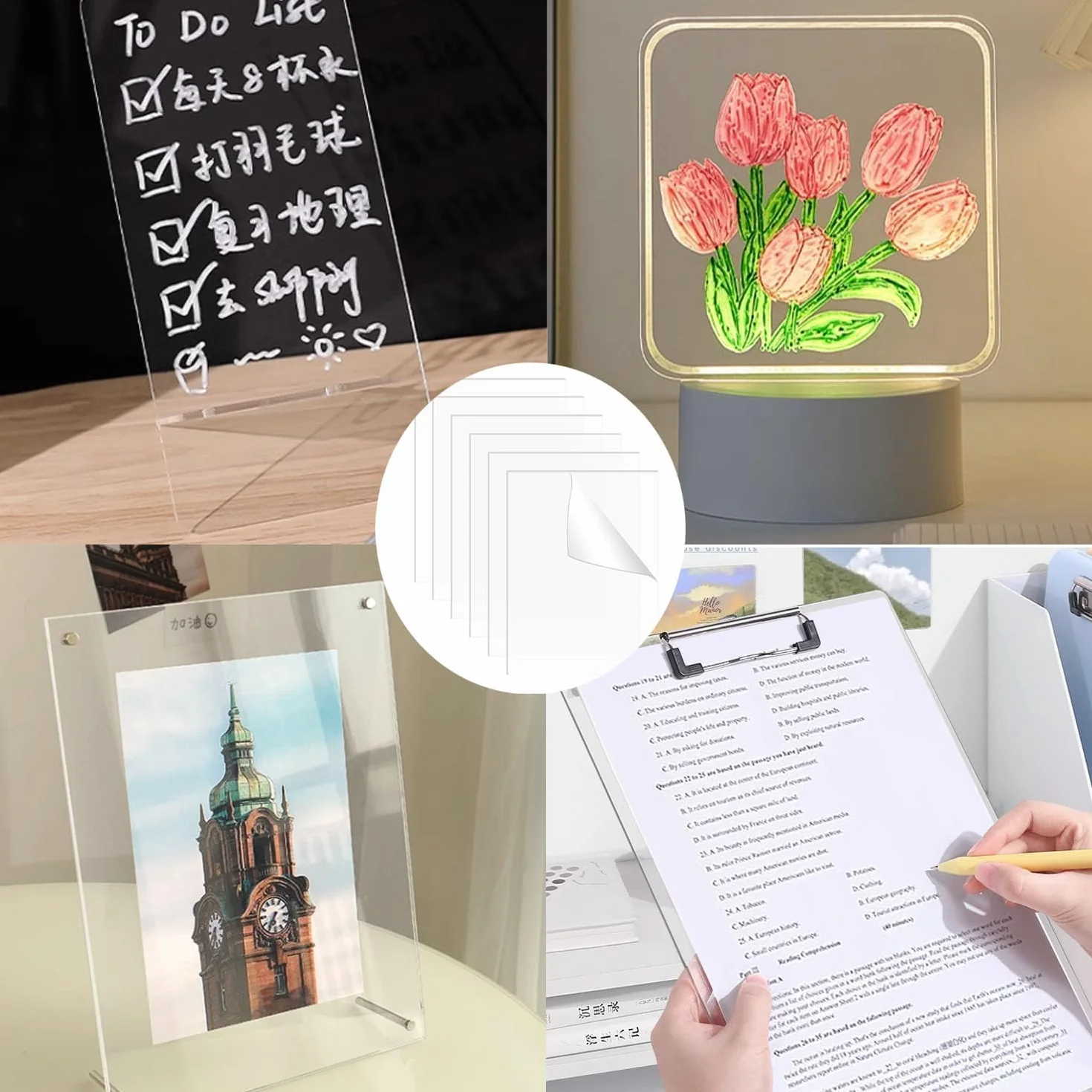 10 płyt ze szkła akrylowy, przezroczysta płyta akrylowa 1 mm, kwadratowe szkło akrylowe 1 mm, podkładki do ramek, zamiennik wystawy projektowej, malarstwa, 21 x 14,8