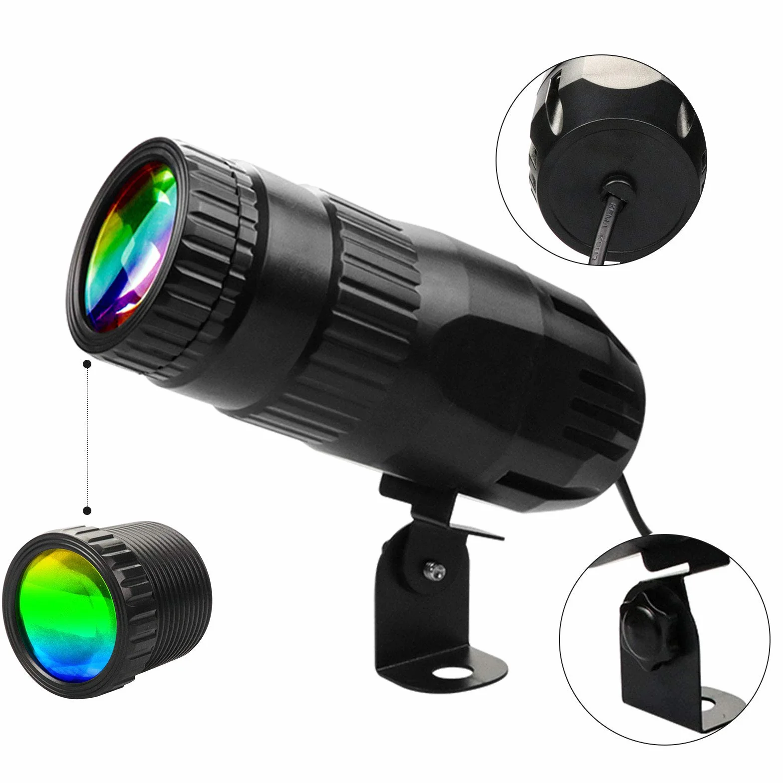 Lixada Pinspot Mini reflektor LED RGBW z pilotem zdalnego sterowania czarny
