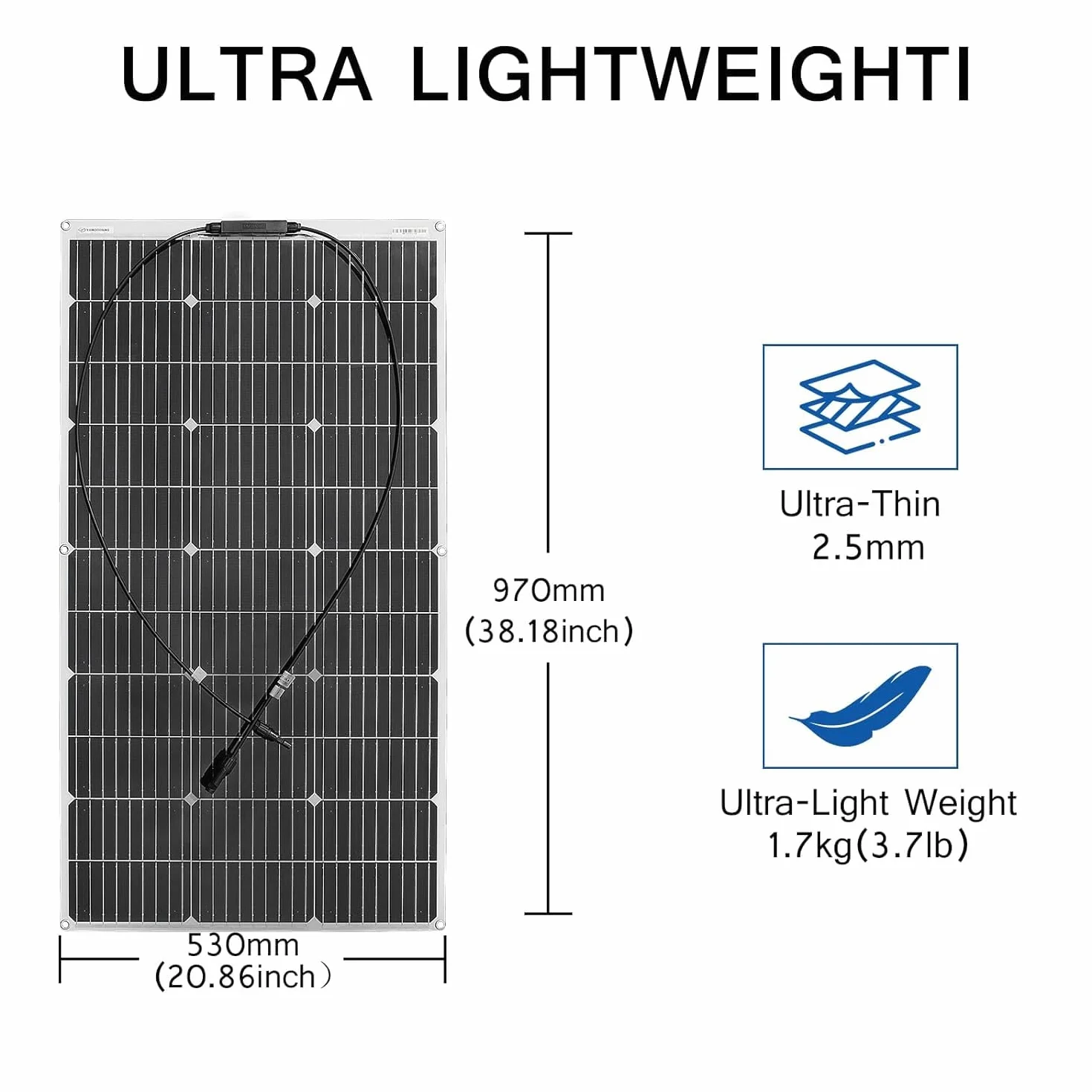 Panel słoneczny 100W 18V Elastyczny Moduł solarny Monokrystaliczna ładowarka solarna do niezależnego od sieci systemu/instalacji wyspowych/przenośnej