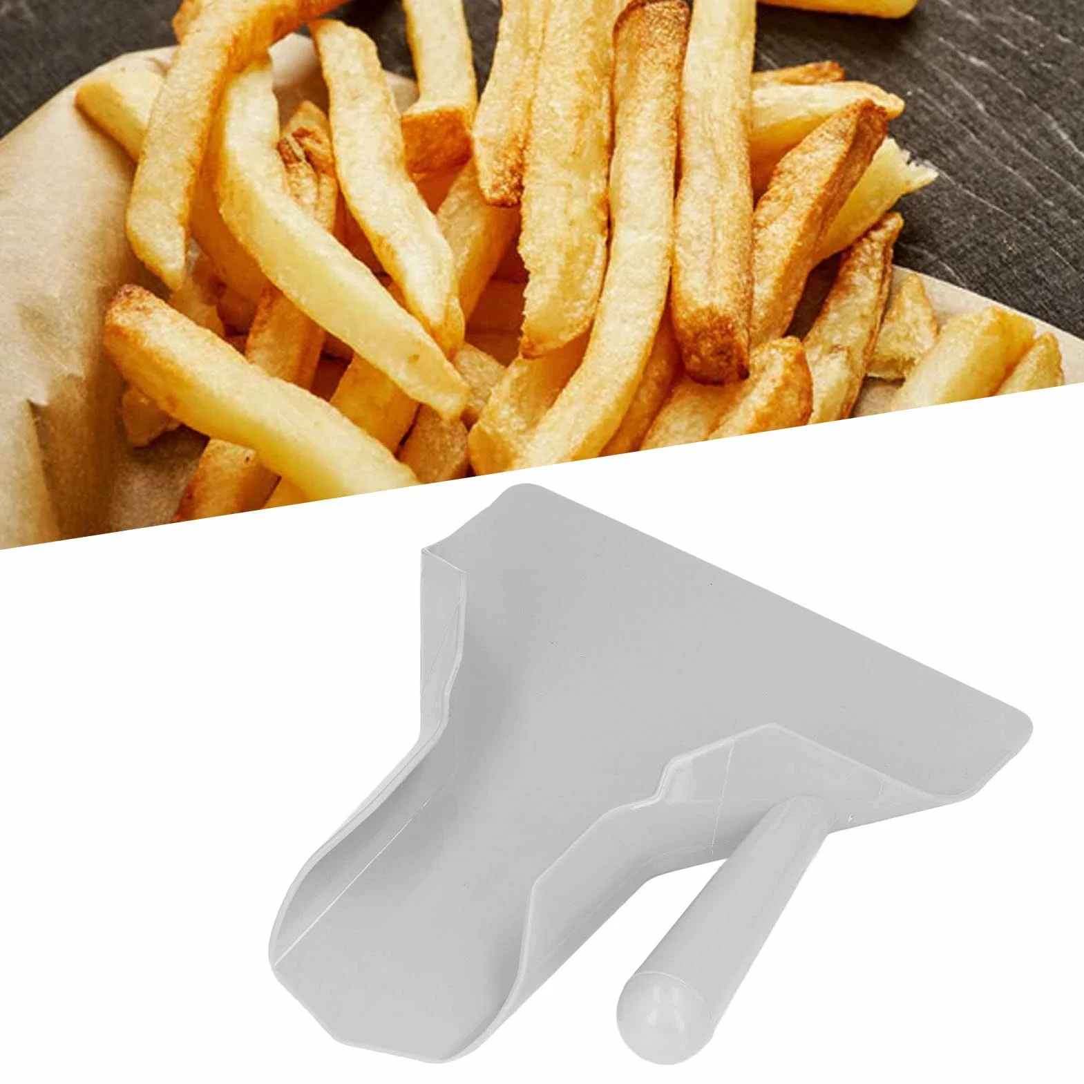 Łopatka do frytek klasy spożywczej, łyżki do żywności z prawym uchwytem, 23,5 x 20,6 cm, łopata do frytek do przekąsek, deserów, chipsów ziemniaczanych