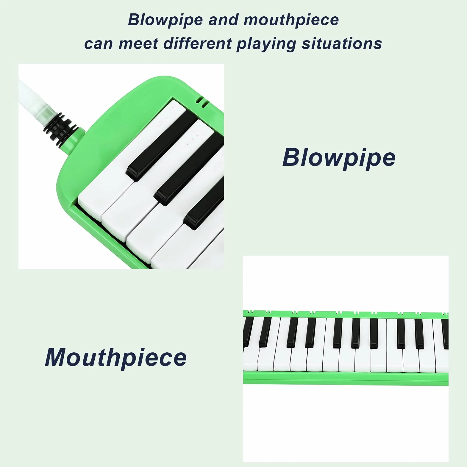 Mxzzand Melodica 37 Keys Wind Instrument muzyczny dla miłośników muzyki, początkujących do szkolenia zawodowego (zielony), instrument dęty,Narząd jamy ustnej