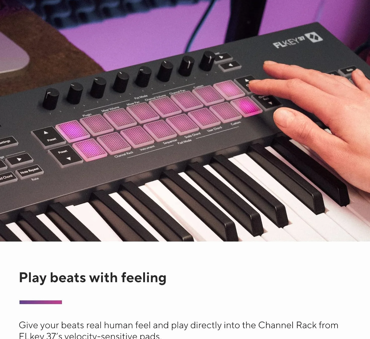 Novation FLkey 37 MIDI Kontroler Klawiatury, bezproblemowa integracja z FL Studio, tryb Chord i Scale Wszystkie programy potrzebne do produkcji muzyki.