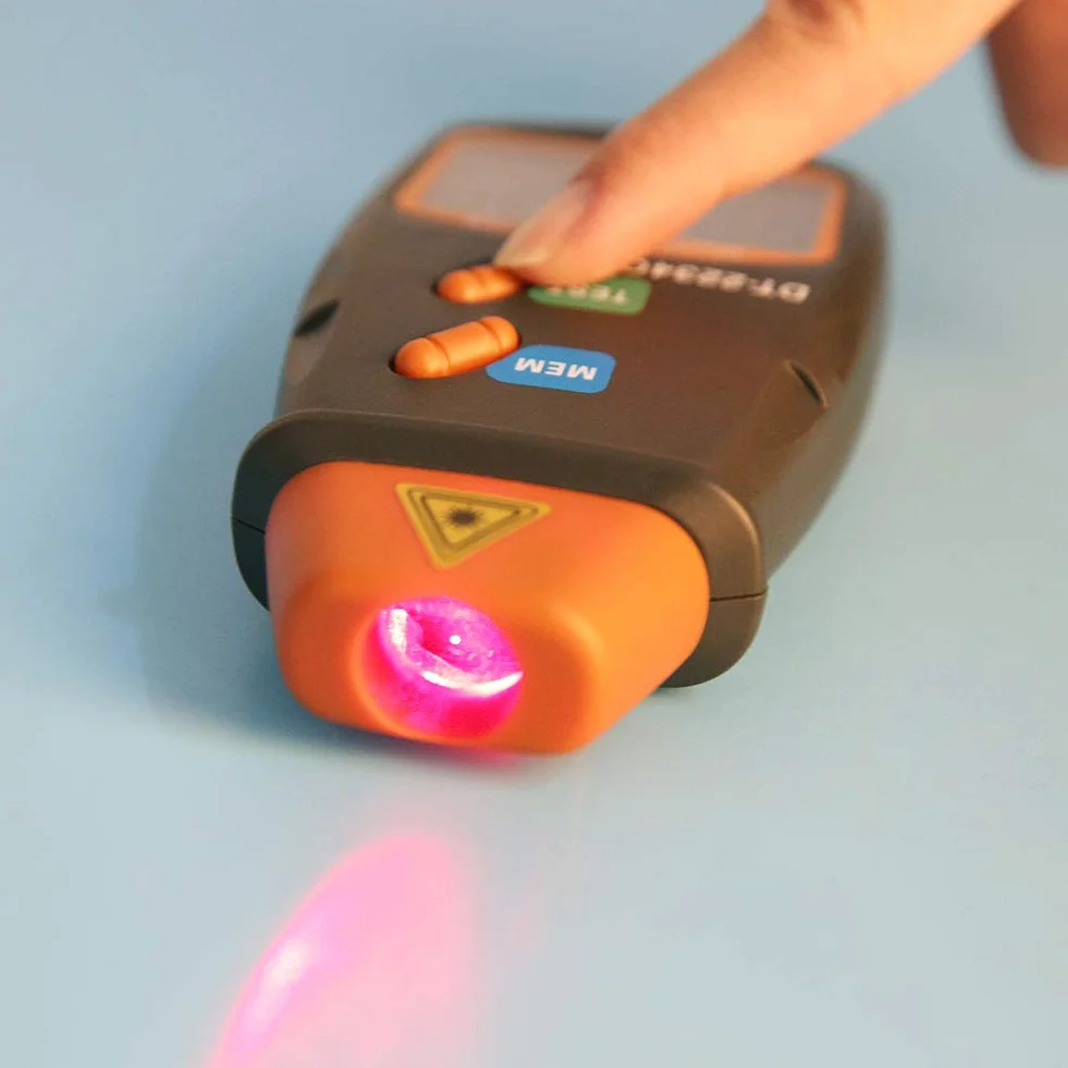 Bezdotykowa torba dt-2234c + laserowy miernik prędkościomierz cyfrowy LCD foto obrotowy mini wyświetlacz prędkości obrotowej silnik obrotowy z 3 paskami odblaskowymi