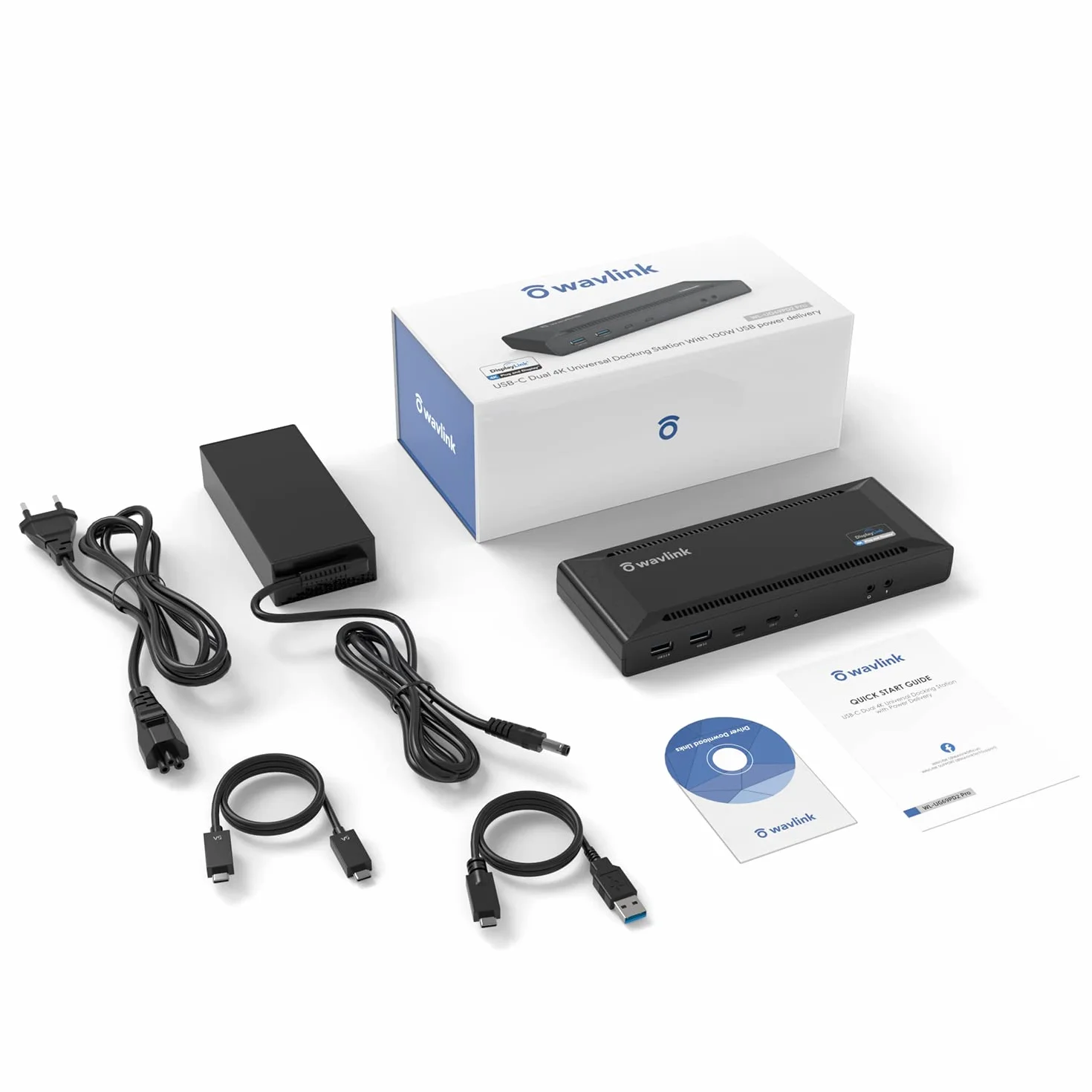 WAVLINK Uniwersalna stacja dokująca USB C 60 W, zasilanie obsługuje podwójne wyjścia wideo 4K (DisplayPort i HDMI, Gigabit Ethernet, wyjście audio i mikrofon, 4 USB 3.0 i 2 porty USB C)