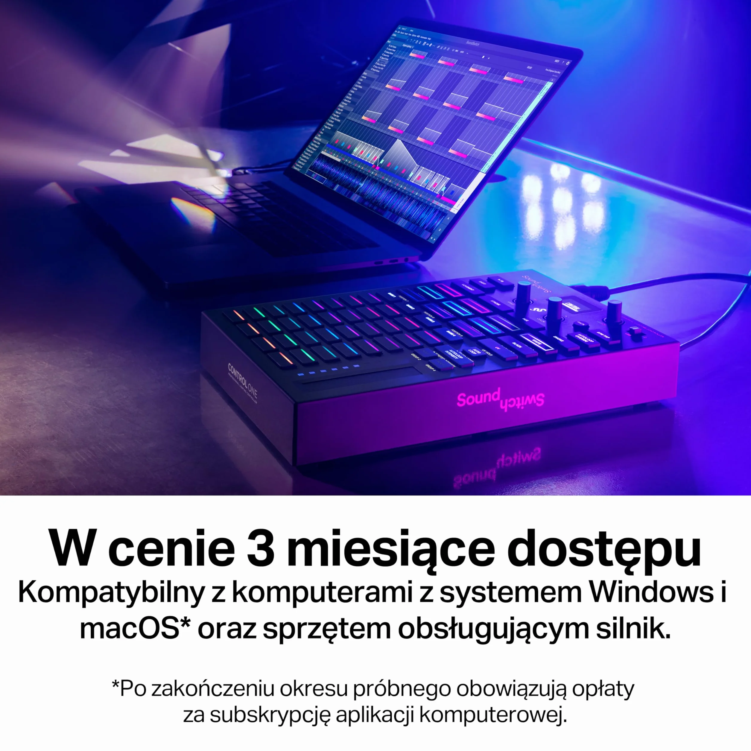 SoundSwitch Control One - Profesjonalny Sterownik DMX Oświetleniadla DJ-ów z 3-Miesięcznym Dostępem do SoundSwitch Oraz Obsługą DMX i Phillips Hue
