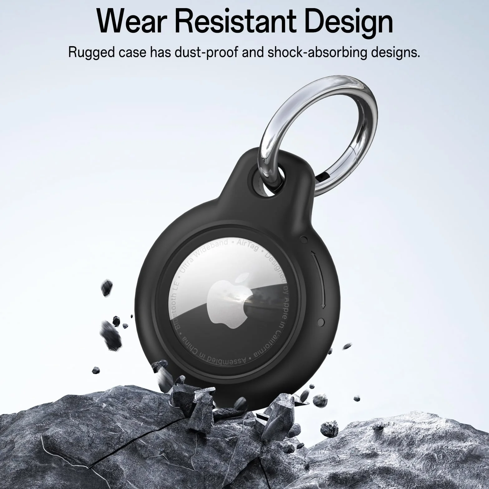 Wanme Etui do Apple AirTag zawieszka z brelokiem do kluczy, wodoodporna zawieszka AirTag z ochroną przed zarysowaniami, akcesoria Apple Tracker na klucze, zwierzęta domowe, bagaż, plecaki (czarne)