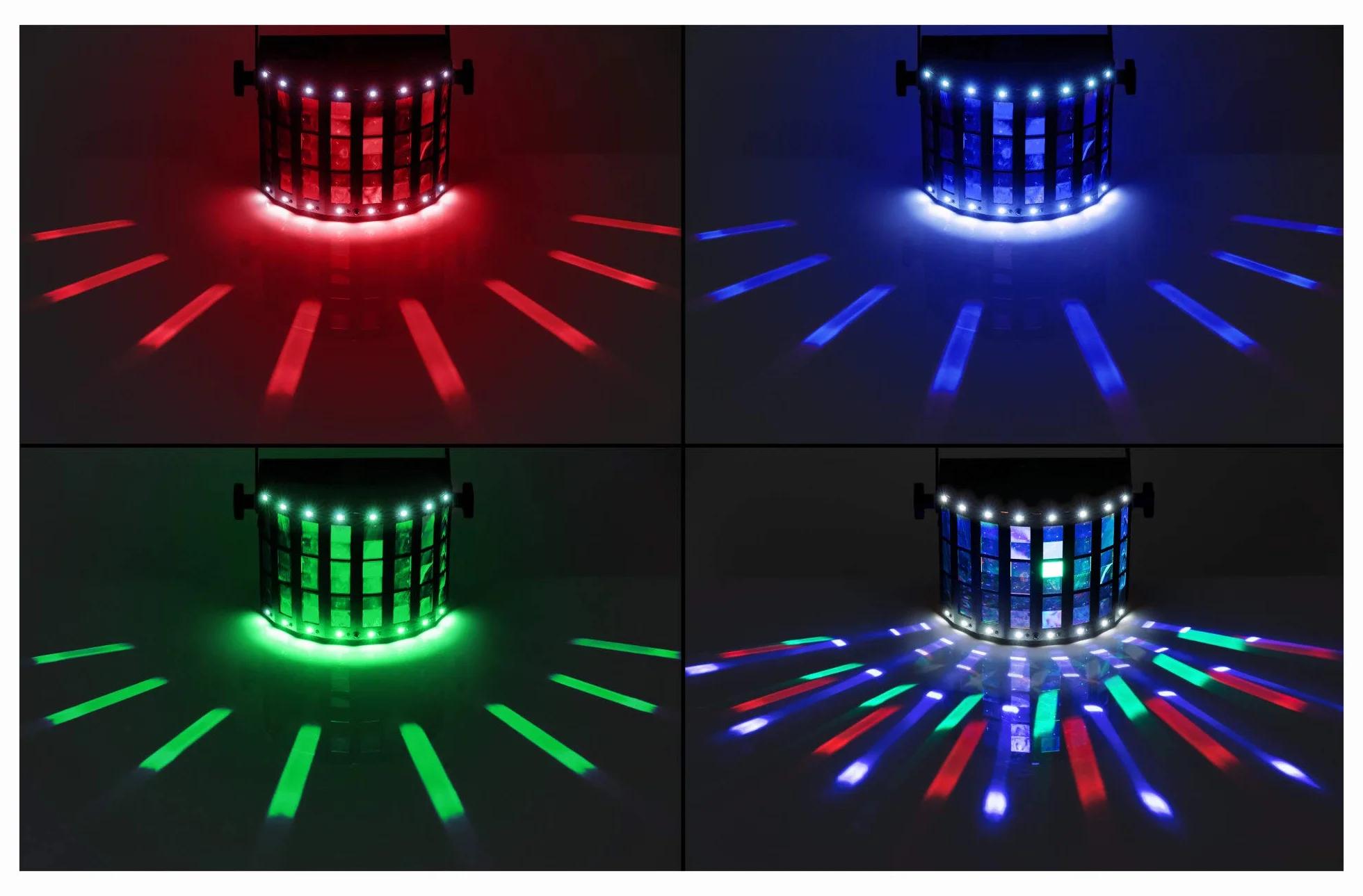 Showlite DS-3 LED Derby efekt świetlny – hybrydowy efekt promieniowania ze stroboskopem – efekt świetlny RGBW na imprezę, do baru i mobilnych DJ-ów – hybrydowy reflektor ze sterowaniem DMX i