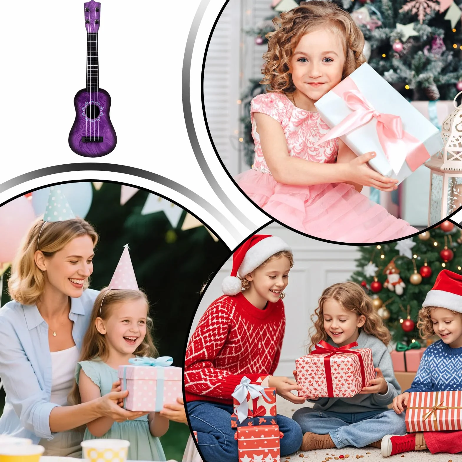 Ukulele dla dzieci, 4-strunowy instrument muzyczny, ukulele edukacyjne dla dzieci z ciałem, ukulele dla dzieci z gładkimi strunami, instrumenty muzyczne, do przedszkola, klasy
