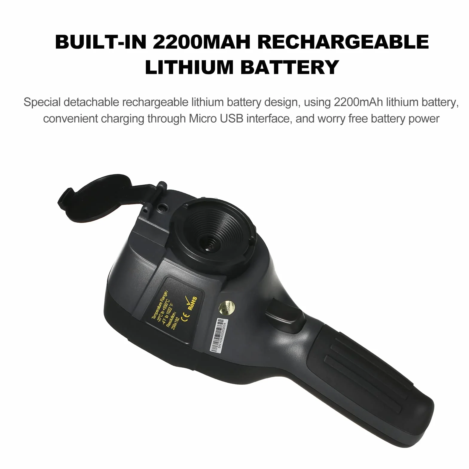 HT-H18+ kamera termowizyjna na podczerwień 2000 mAh Reable Handheld IR Thermal Imager -20 ~ 550℃/-4~550℃ Temperatura 256 x 192 Rozdzielczość z 3,2-calowym ekranem LCD, 5 palet kolorów