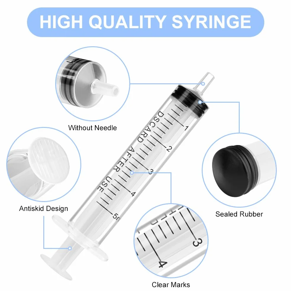 OFFCUP Plastikowe strzykawki, 10 sztuk jednorazowych strzykavek 5 ml, strzykawka do karmienia, plastikowa tubka, do karmienia małych zwierząt domowych, oleju silnikowego lub płynu hamulcowego [nie do