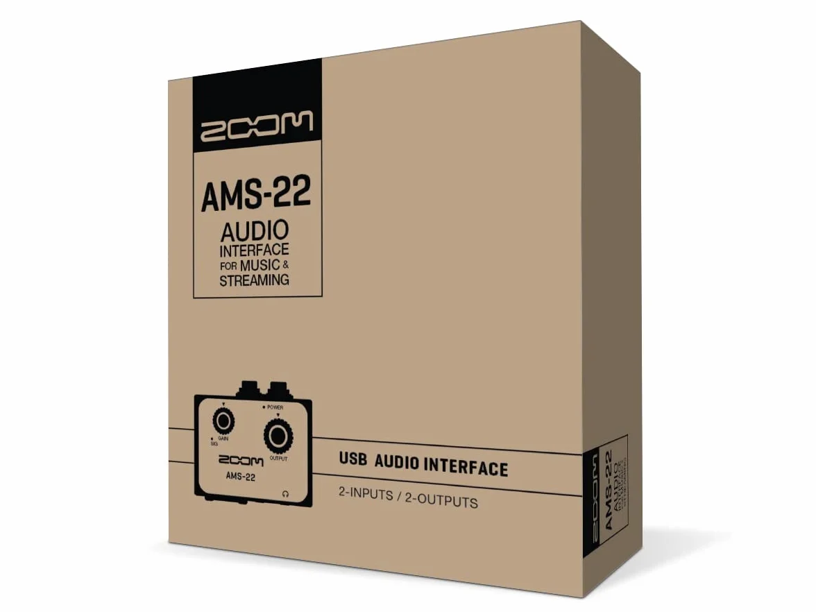 ZOOM AMS-22 Interfejs audio USB do produkcji muzycznej i transmisji na żywo – kompaktowy, mobilny i wszechstronny, 2 wejścia, idealny dla muzyków solowych