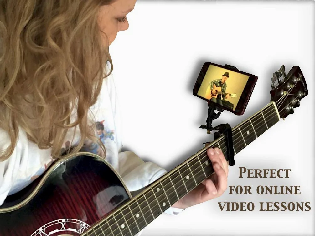 Smart-Po Kapodaster gitarowy do smartfona | kompatybilny z systemem Android i iPhone Dock Headstock zacisk szyi | uchwyt na telefon komórkowy pomaga muzykom | Gitary elektryczne lub akustyczne