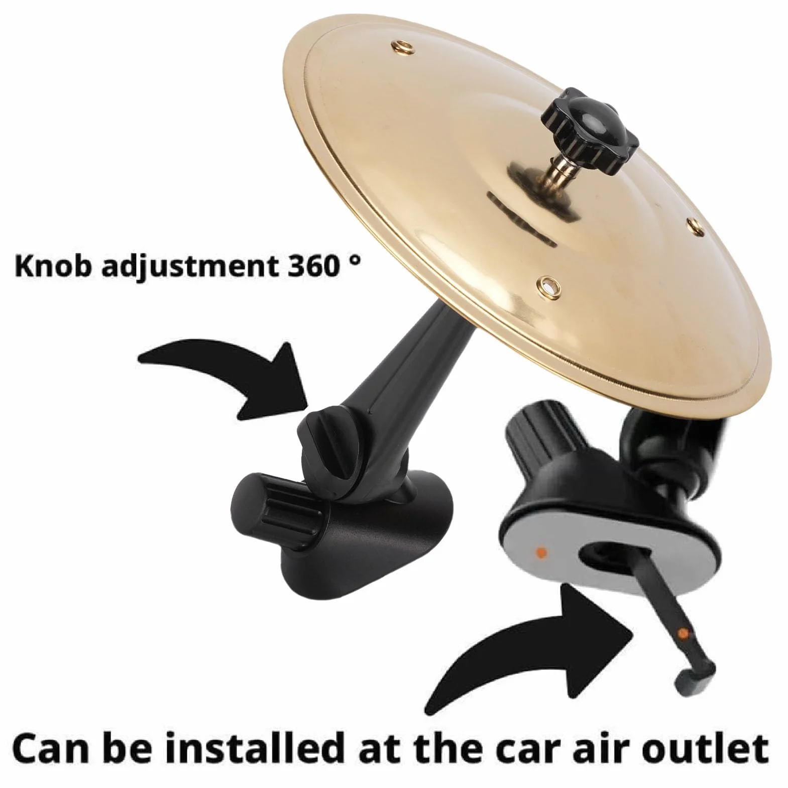 SEAFRONT CARMAC CYMBAL CYMBAL MINI Drum for Vehicle Air Vent Dash Dash Małe Zabawne Akcesoria z Regulowanym Wspornikiem ABS dla Perkusistów i Miłośników Muzyki (GOLD)